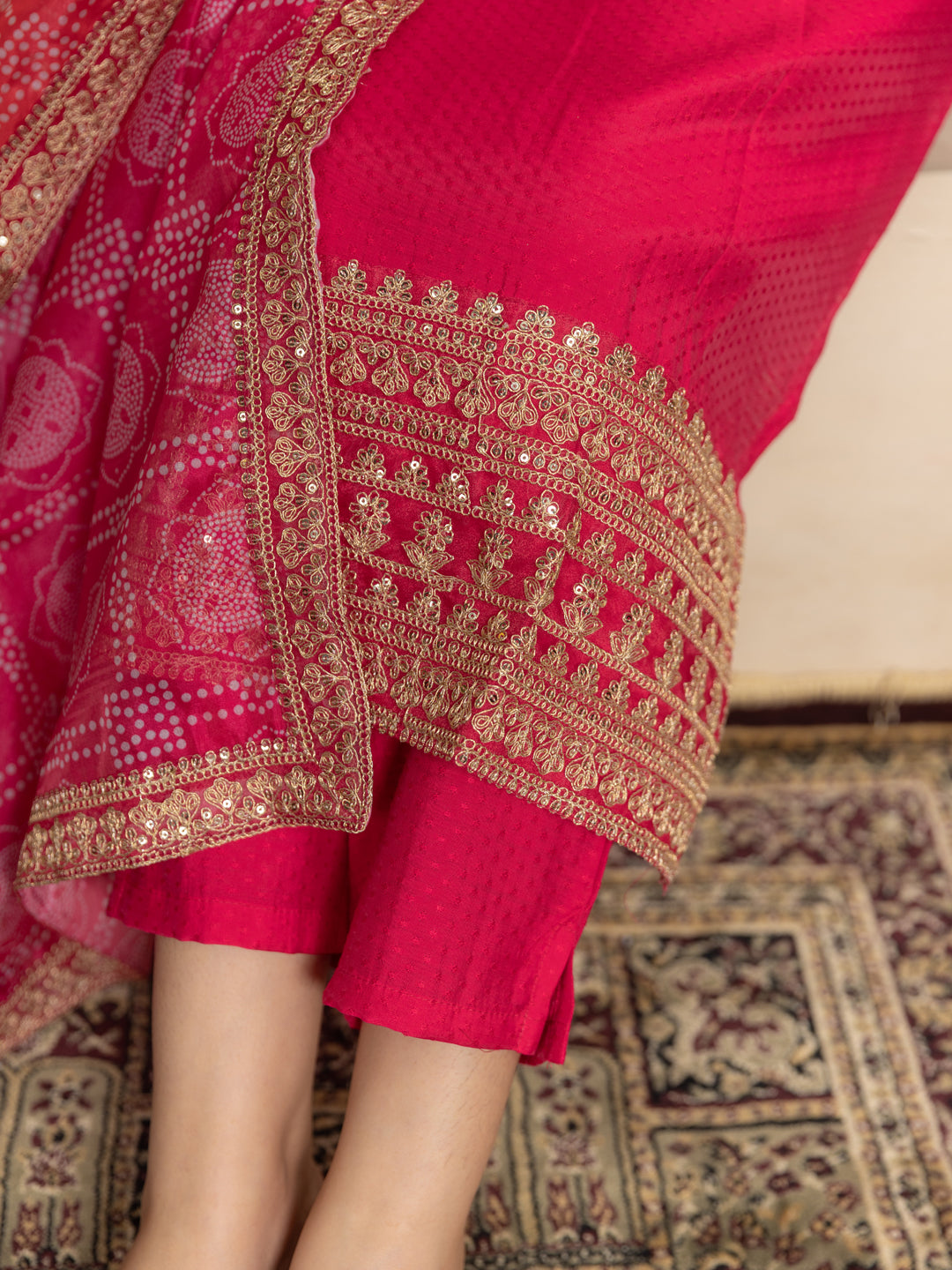 Prakriti Pink Kurta and Pant Dupatta Sets Silk Blend Fabrics with Embroidery