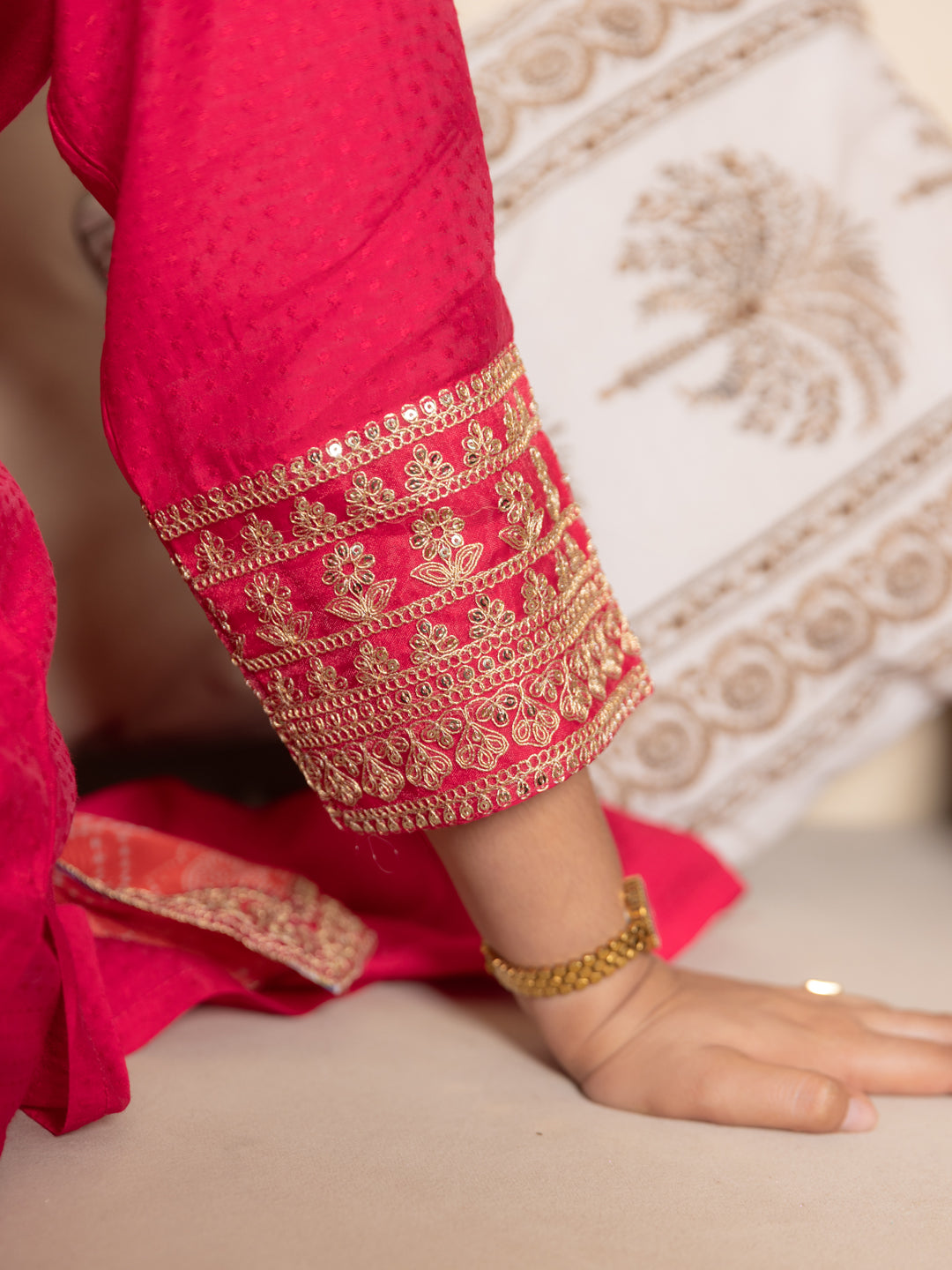 Prakriti Pink Kurta and Pant Dupatta Sets Silk Blend Fabrics with Embroidery