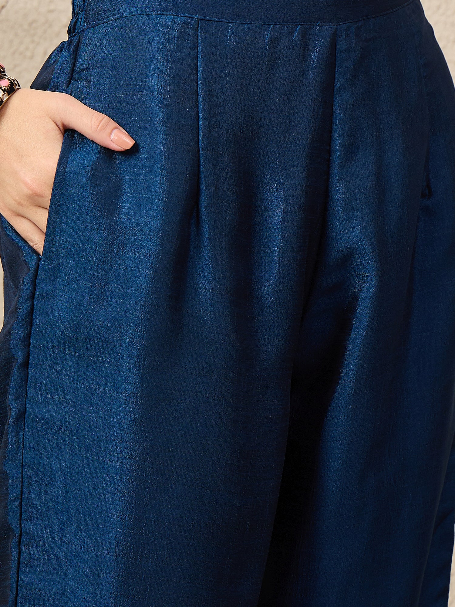 Shagun Teal Embroidered Silk Blend Anarkali Kurta Pant With Dupatta Set