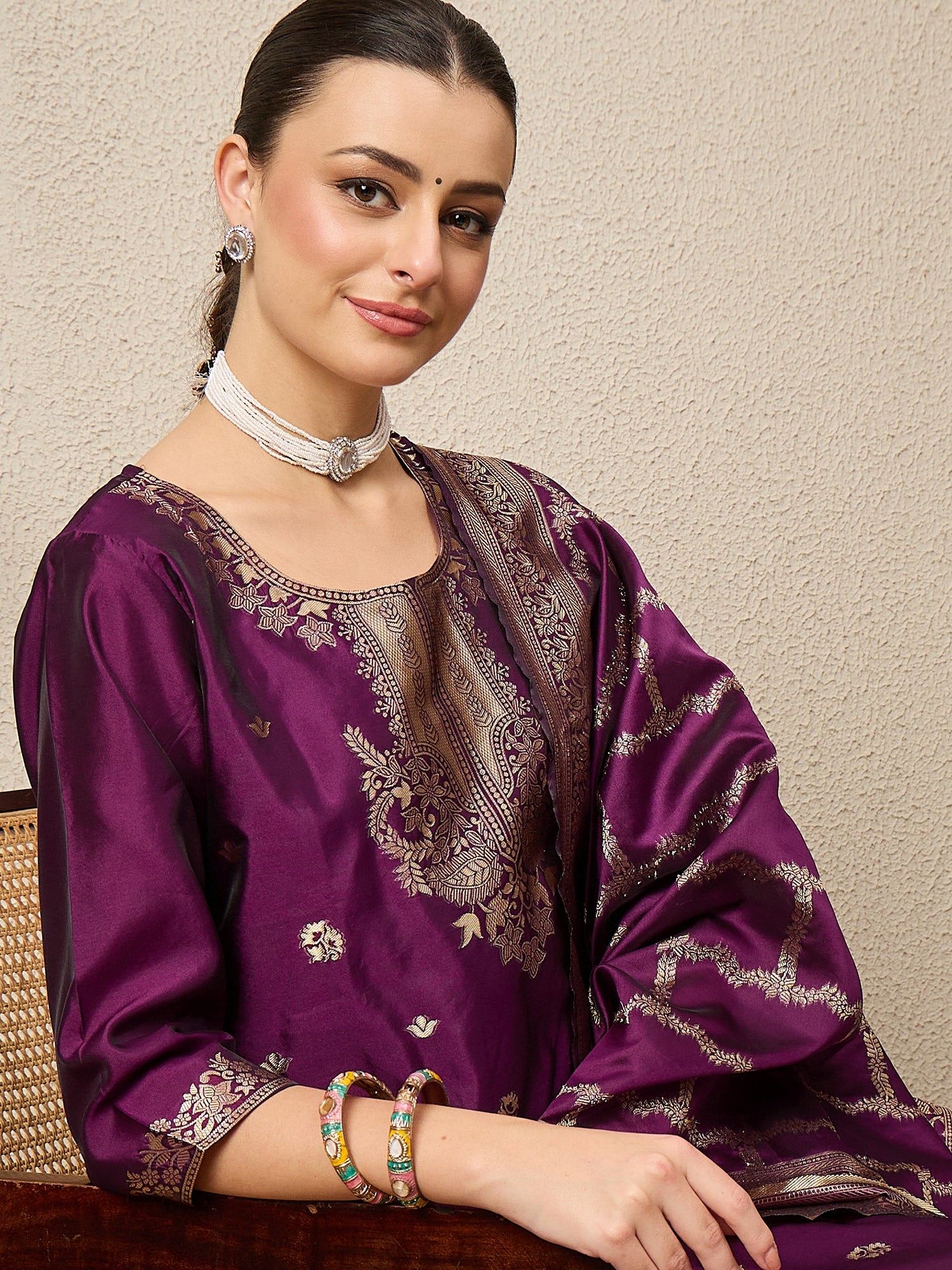 Aaravi Elegant Cotton Silk Kurta Set with Zari Work Ready to Wear Ethnic Outfit for Women