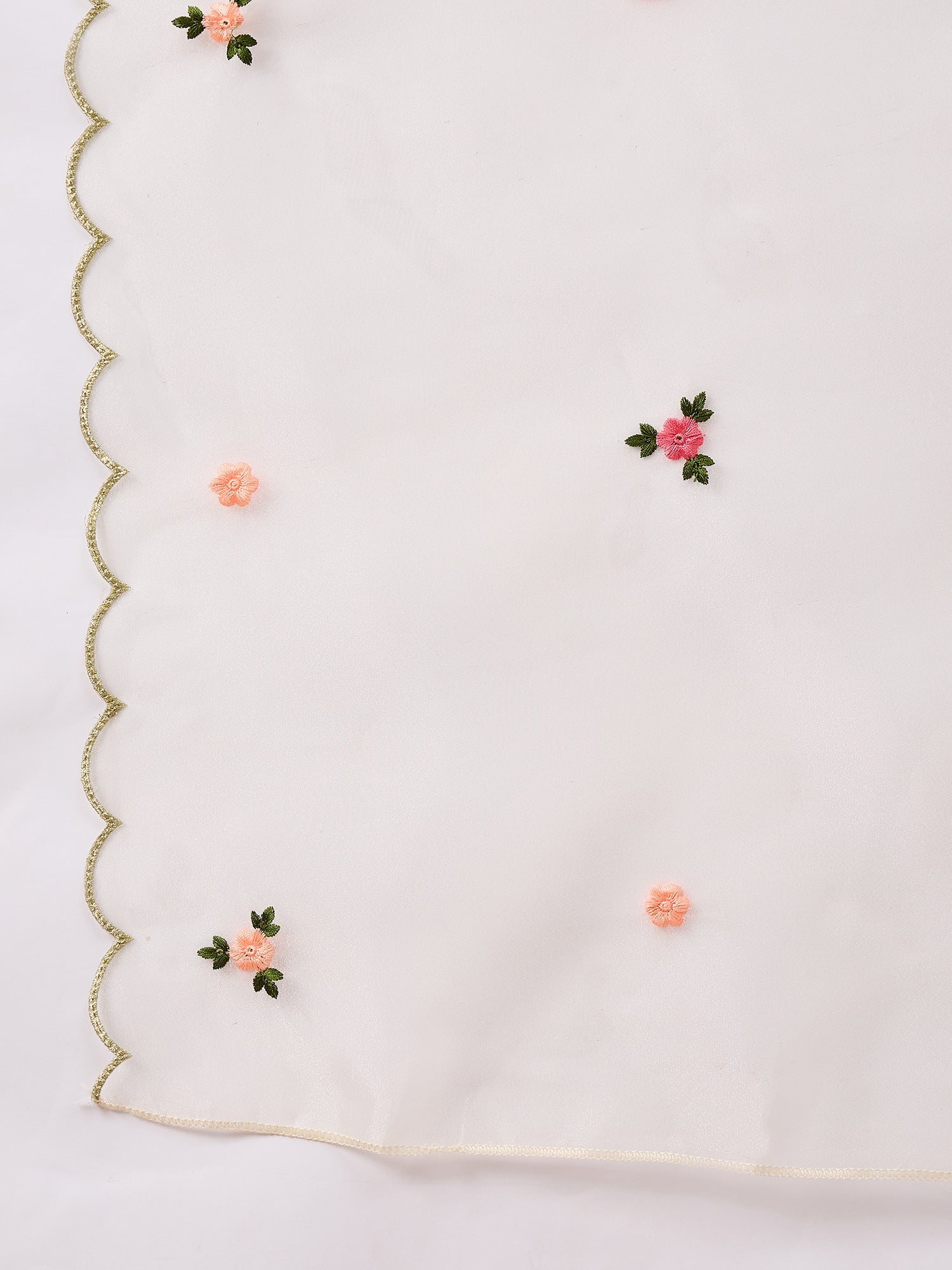 Rajvadi White Women's Embroidered Silk Blend Calf Length Straight Kurta Trouser with Dupatta Set