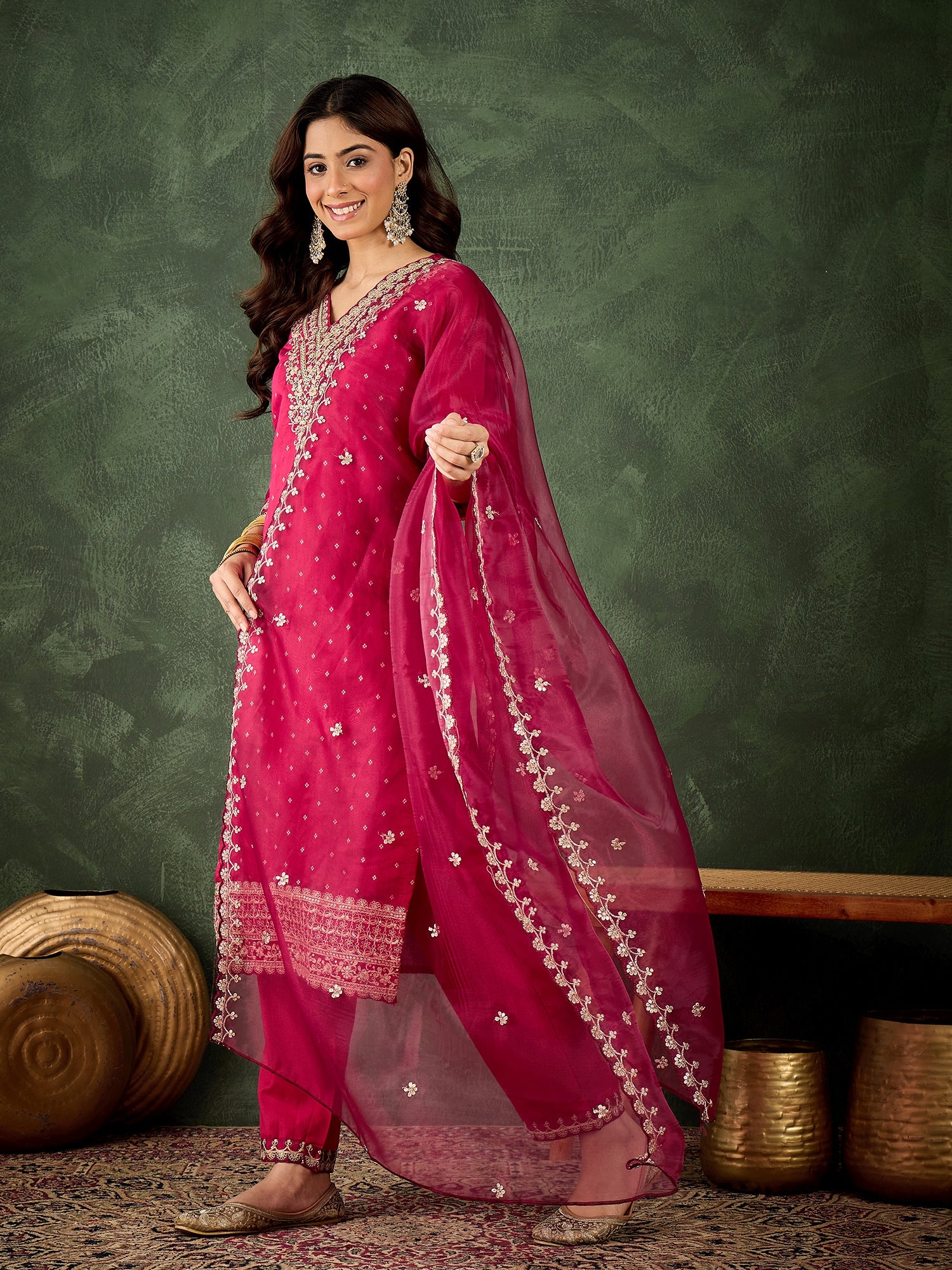 Nyrah Women Kurta and Pant Sets Chanderi Silk Blend