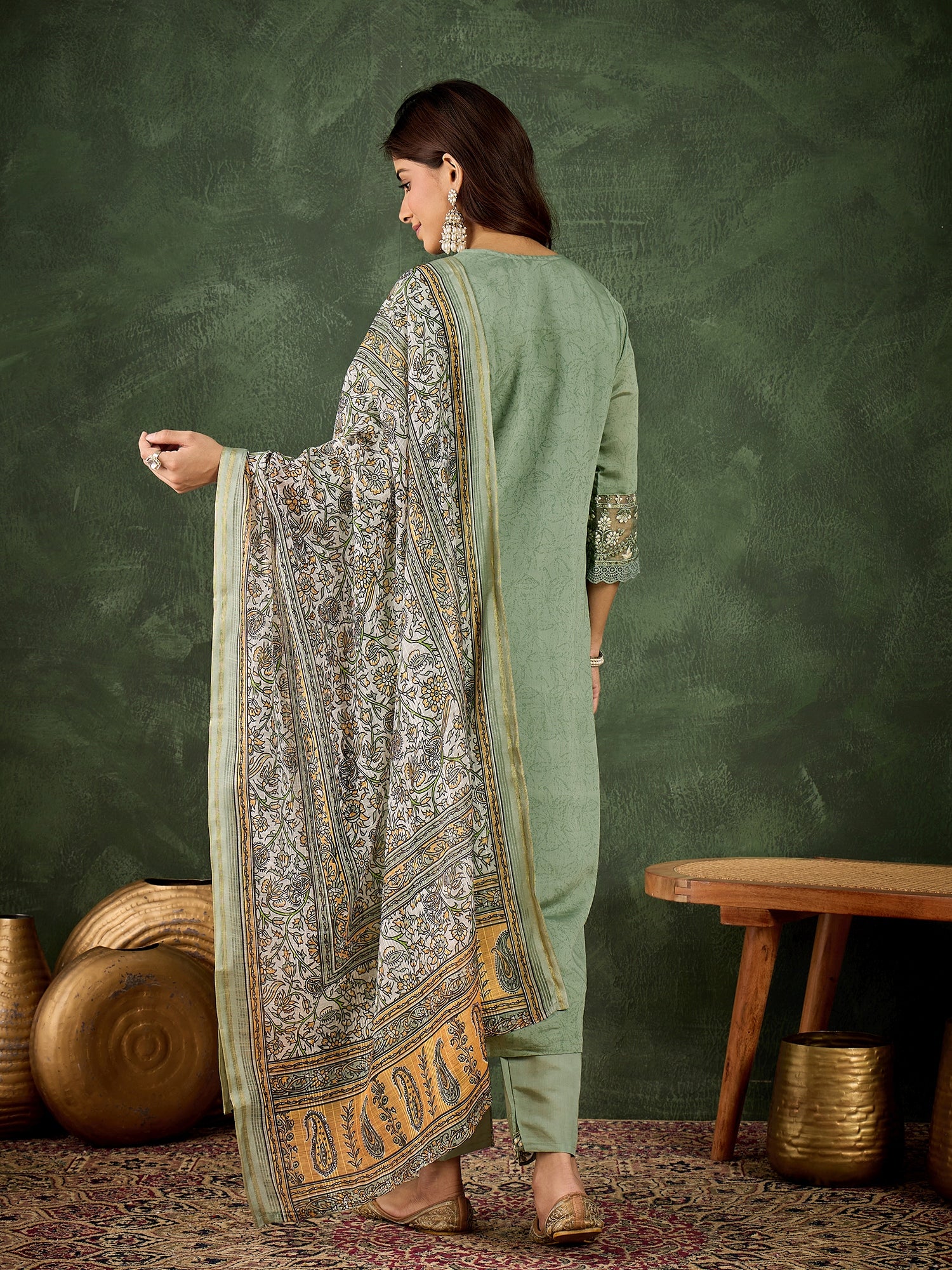 Zainab Women Silk Blend Kurta Pant Dupatta Set