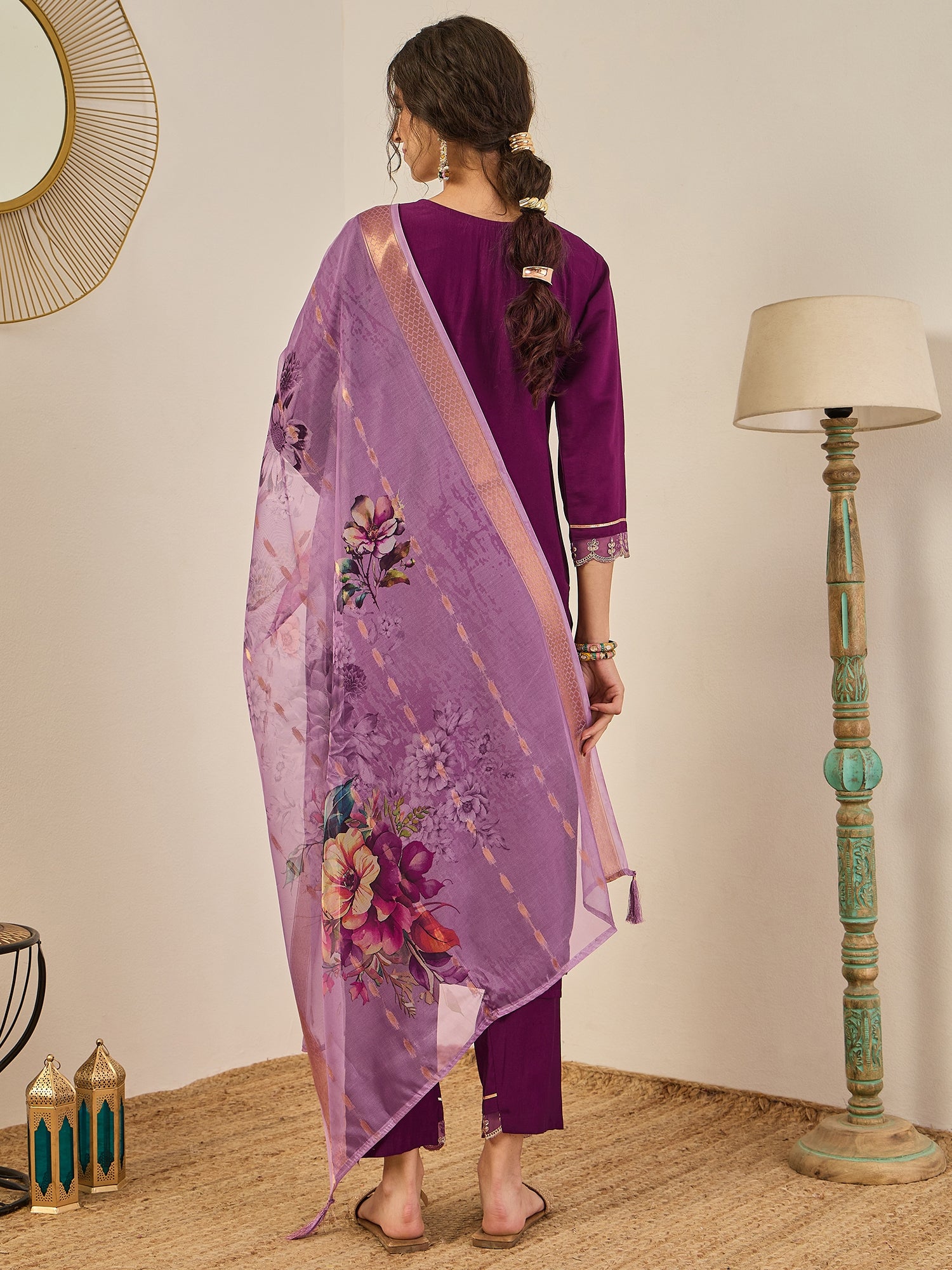 Nirvi Women's Ready to Wear Viscose Rayon Silk Kurta Set Lightweight Soft Stylish Ethnic Outfit