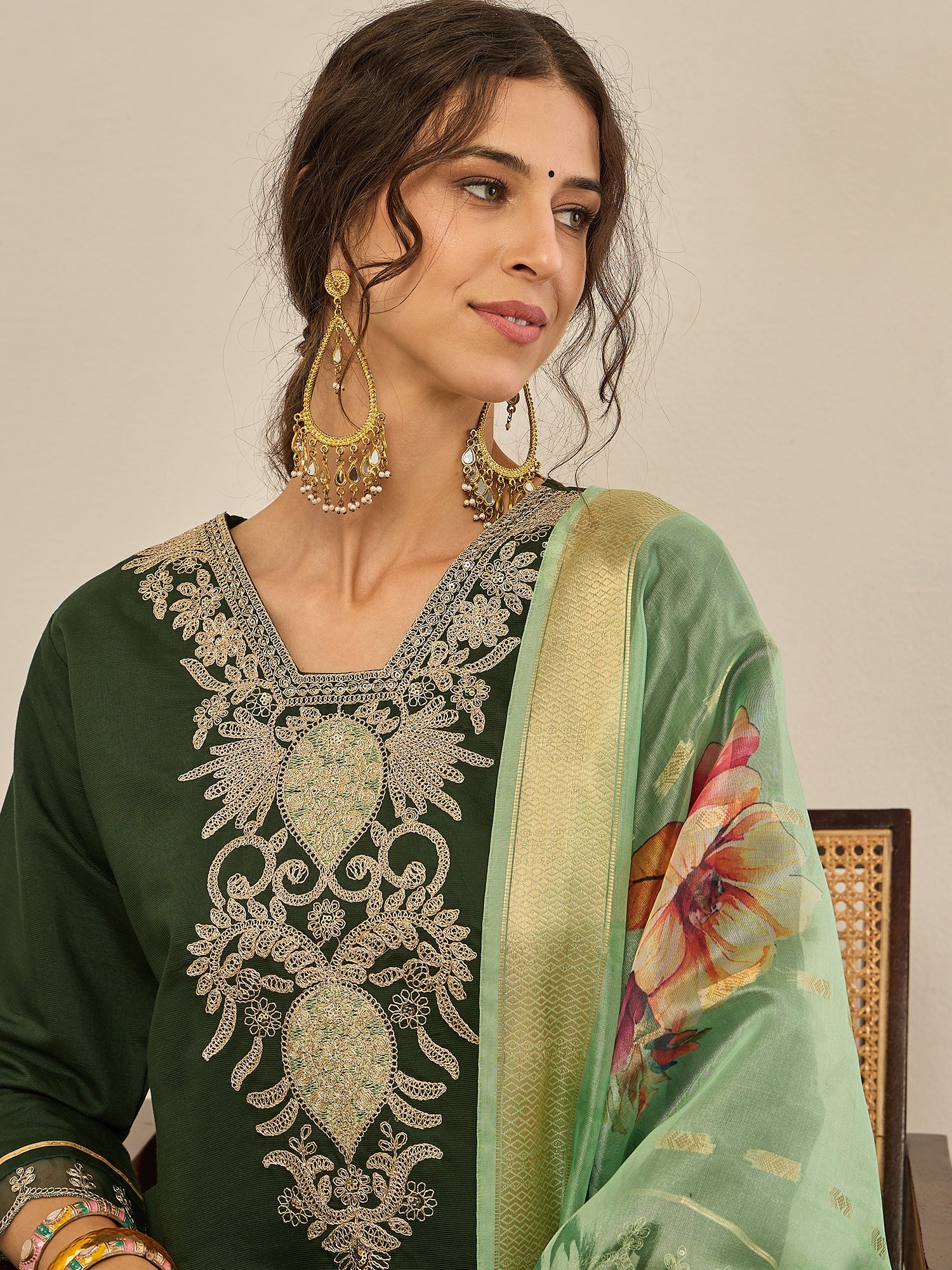 Geeta Women's Ready to Wear Viscose Rayon Silk Kurta Set Lightweight Soft Stylish Ethnic Outfit