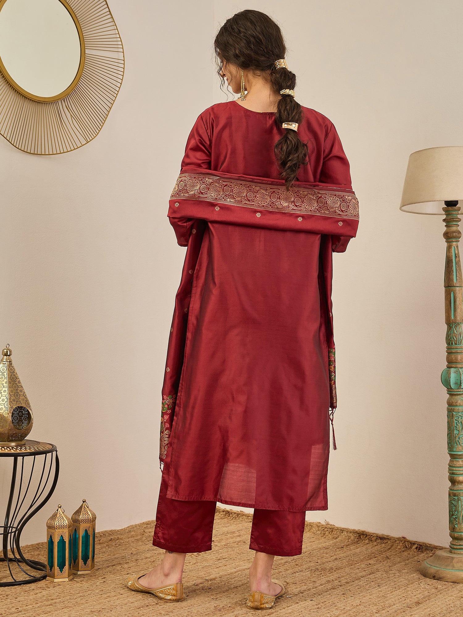 Gulnaar Cotton Silk Kurta Set with Banarasi Minakari Dupatta Zari Work Ready to Wear Elegance