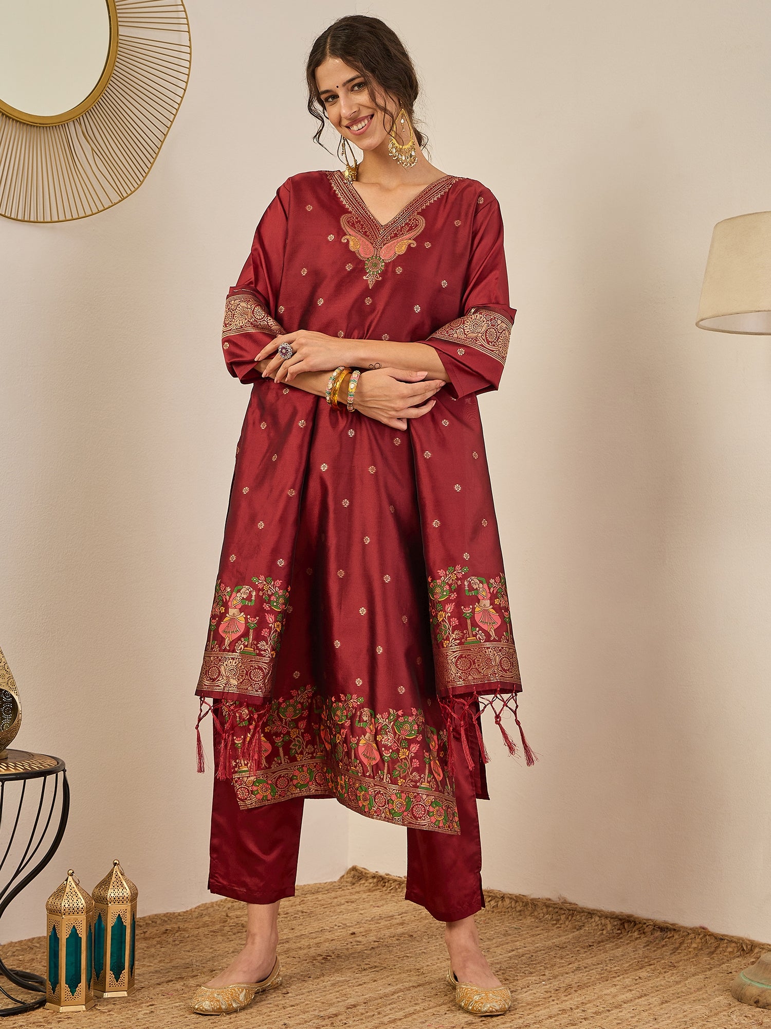 Gulnaar Cotton Silk Kurta Set with Banarasi Minakari Dupatta Zari Work Ready to Wear Elegance