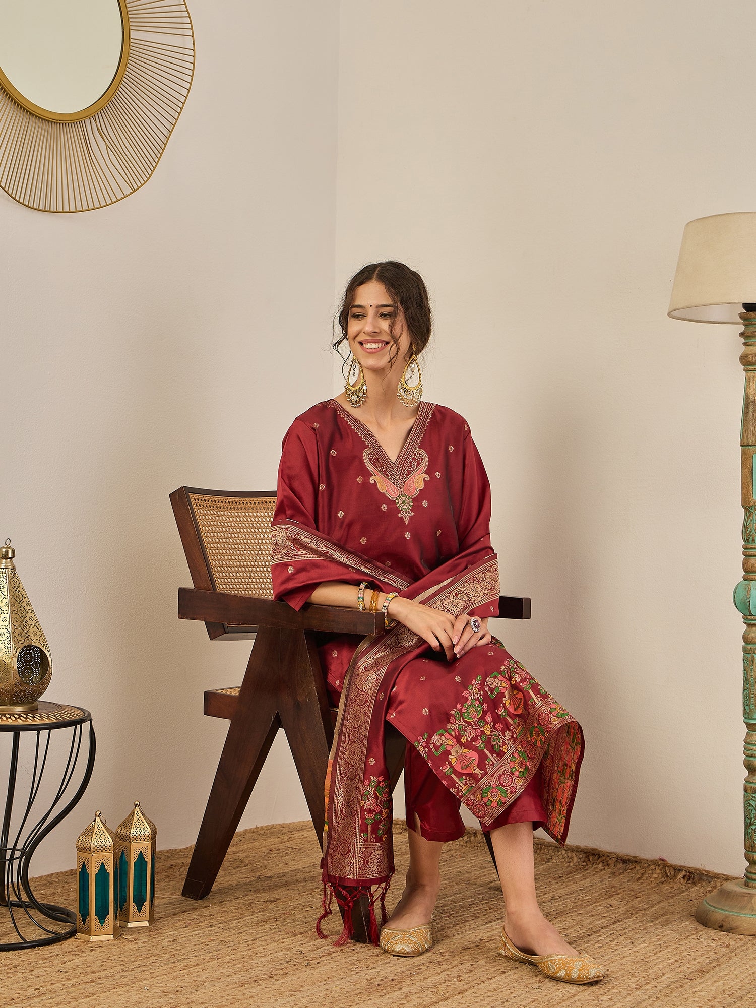 Gulnaar Cotton Silk Kurta Set with Banarasi Minakari Dupatta Zari Work Ready to Wear Elegance