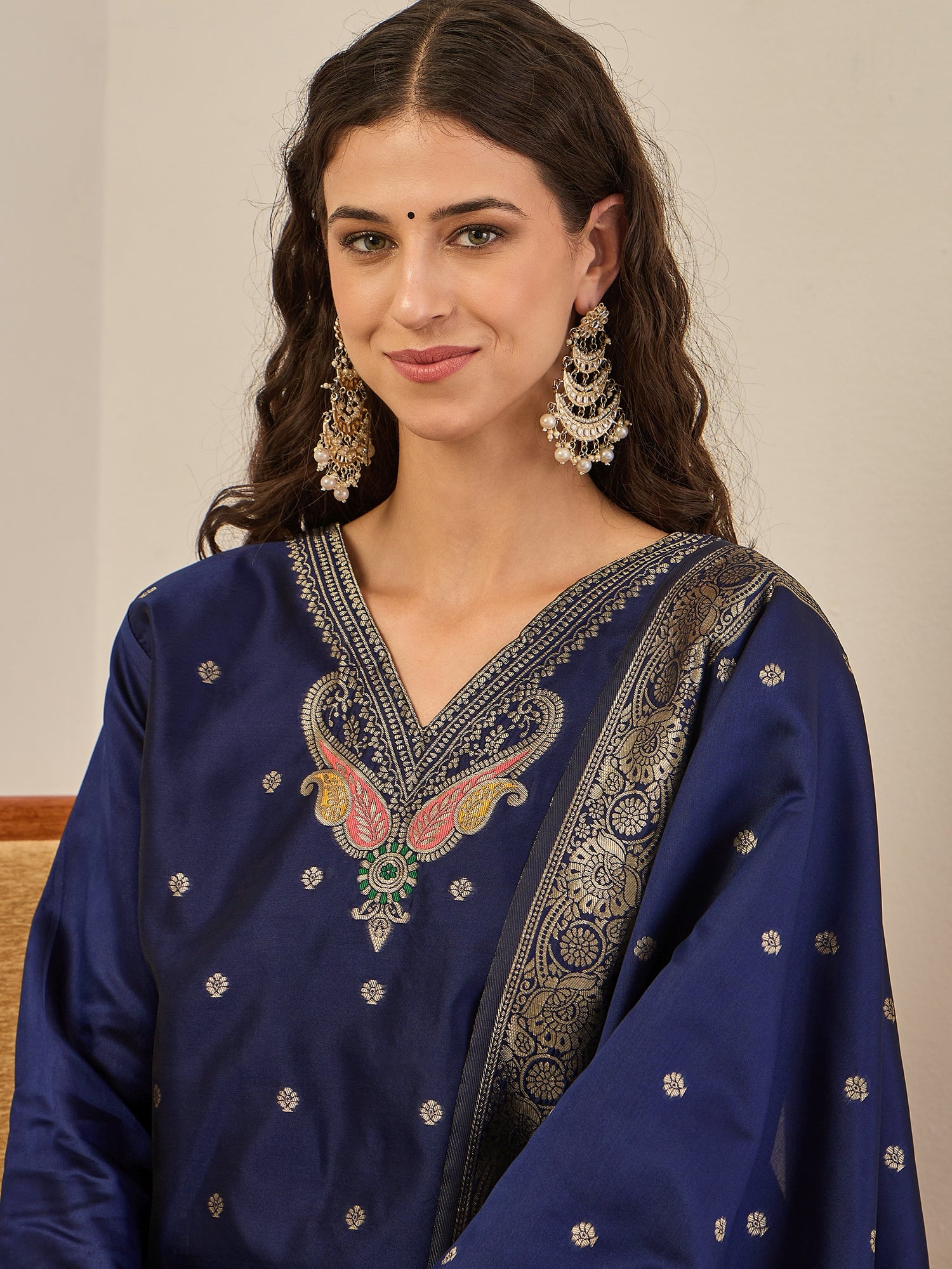 Anu Cotton Silk Kurta Set with Banarasi Minakari Dupatta Zari Work Ready to Wear Elegance