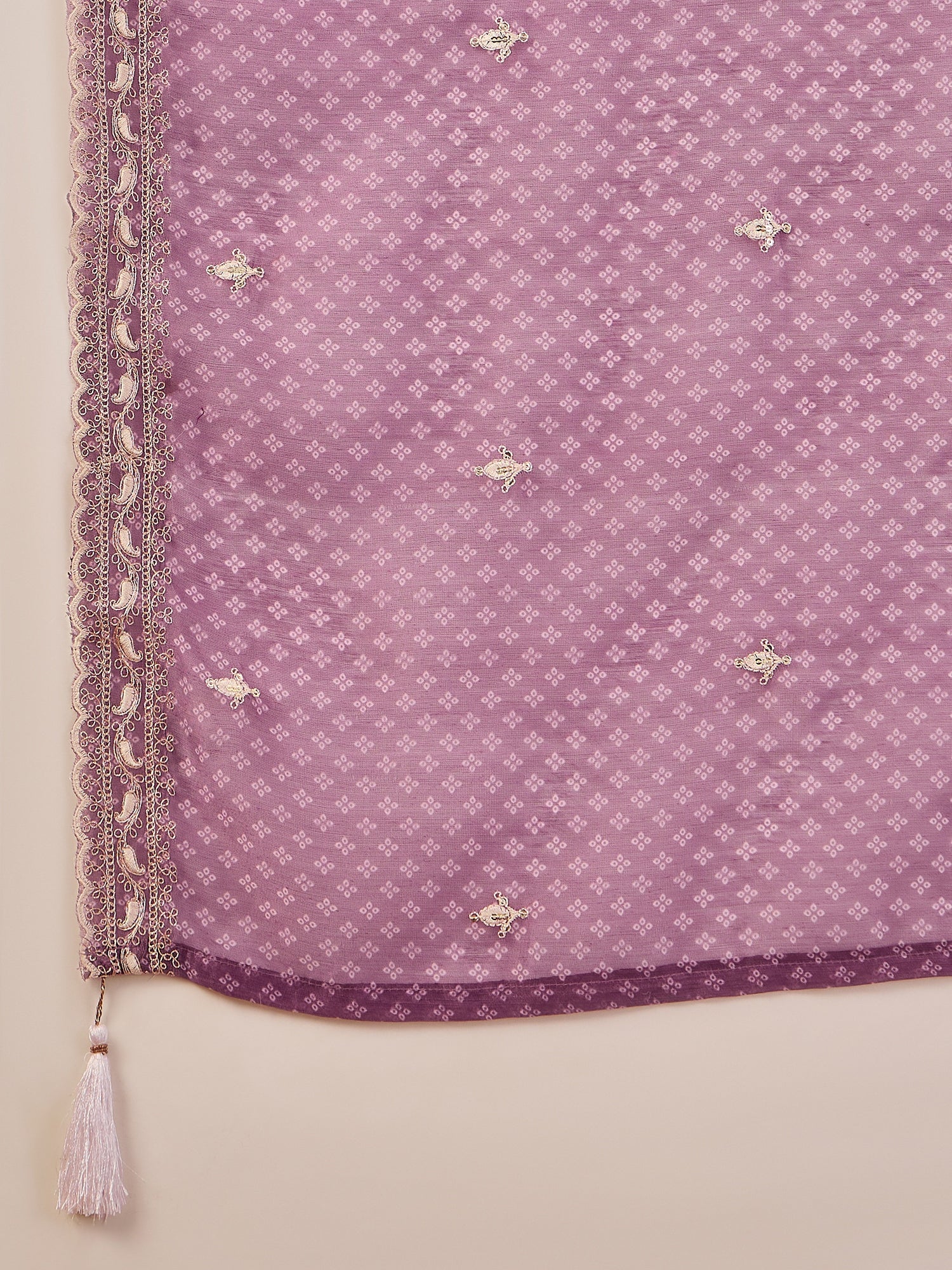 Rahi Mauve Embroidered Silk Blend Straight Suit With Orangza Dupatta Ready to Wear Ethnic Outfit