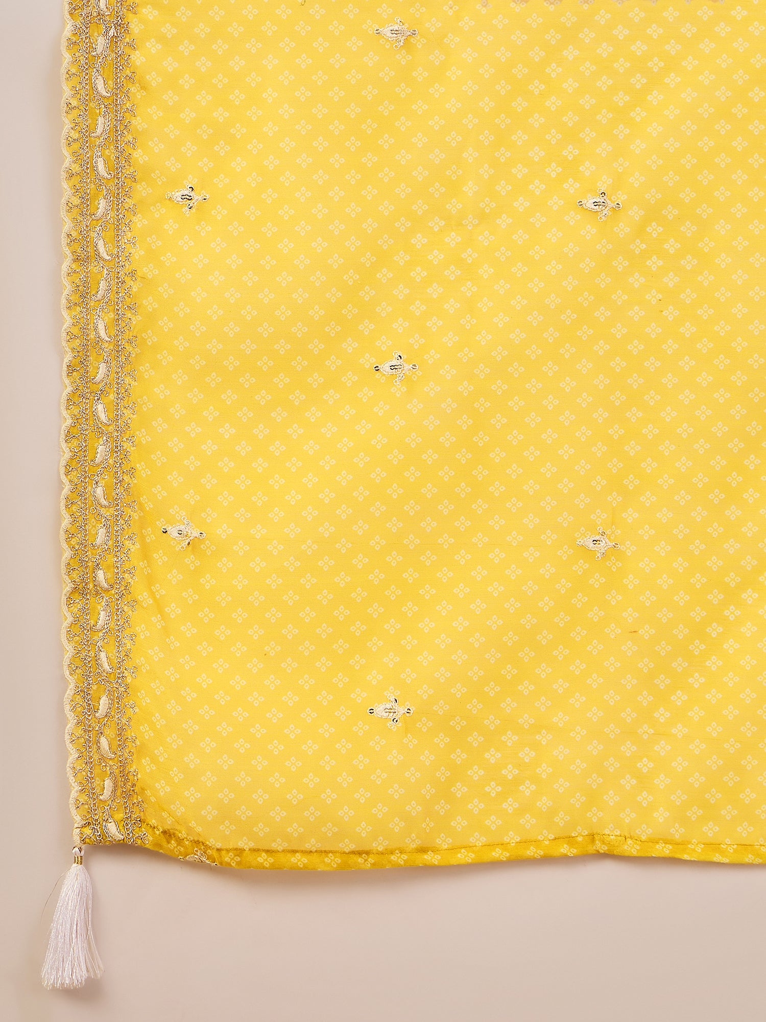 Roobee Lemon Embroidered Silk Blend Straight Suit With Dupatta