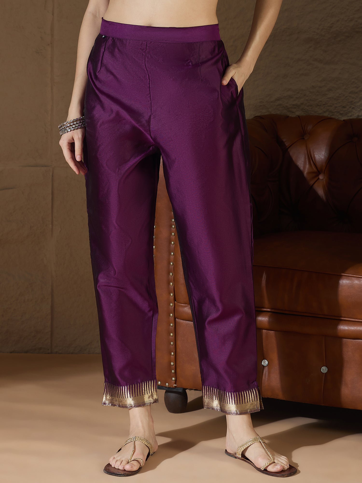 Lucille Purple Cotton Silk Jacquard Kurta Pant With Banarasi Silk dupatta