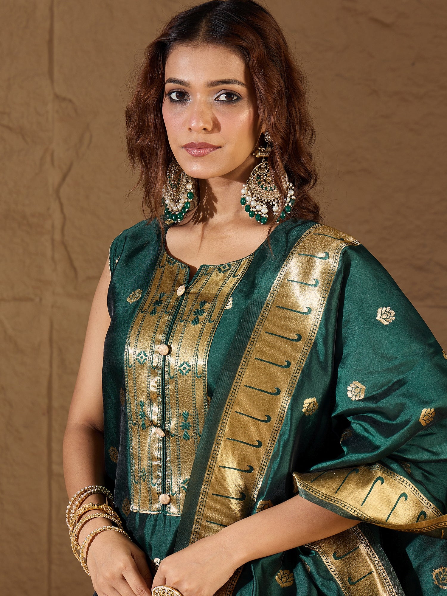 Misty Orchid Meenakari Silk Jacquard Kurta Set Suits