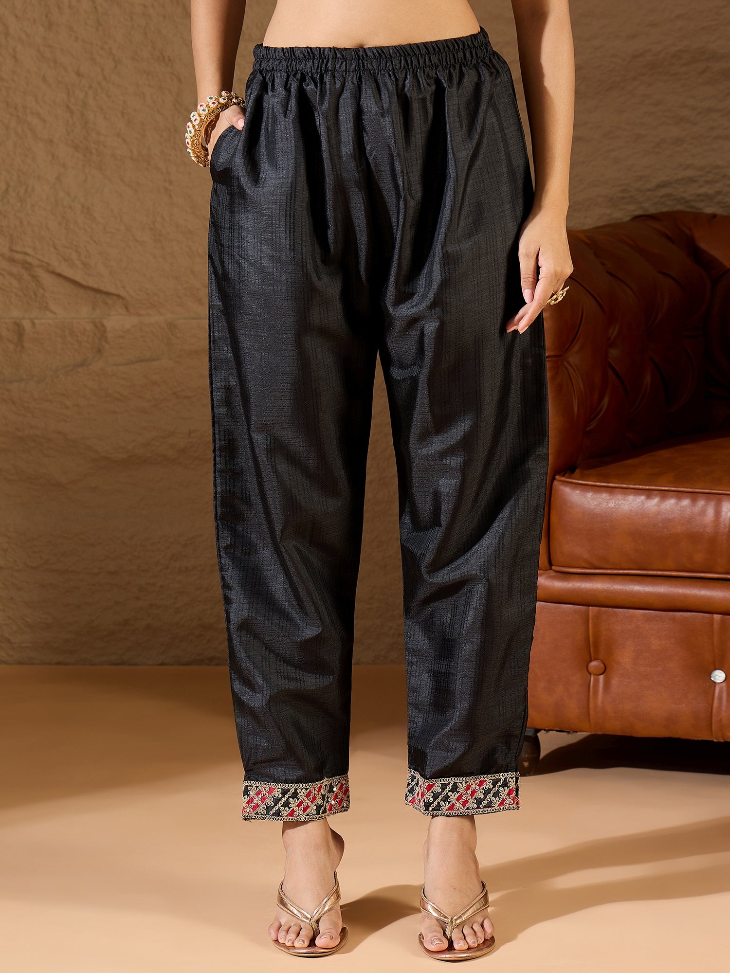 Vanshika Embroidered Silk Blend Calf Length Straight Kurta Trouser with Dupatta Set