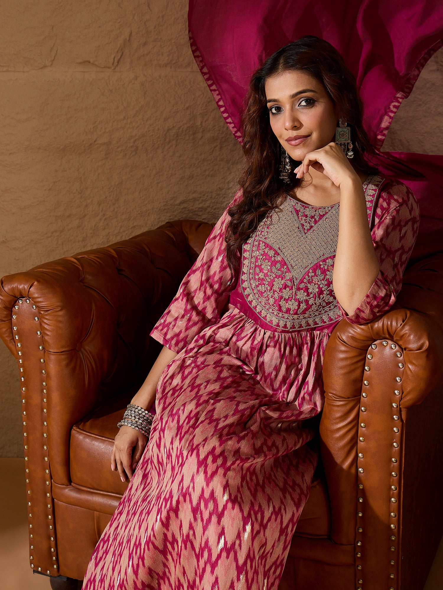 Vaishnavi Purple Cotton Silk Embellished Flared Suit Set