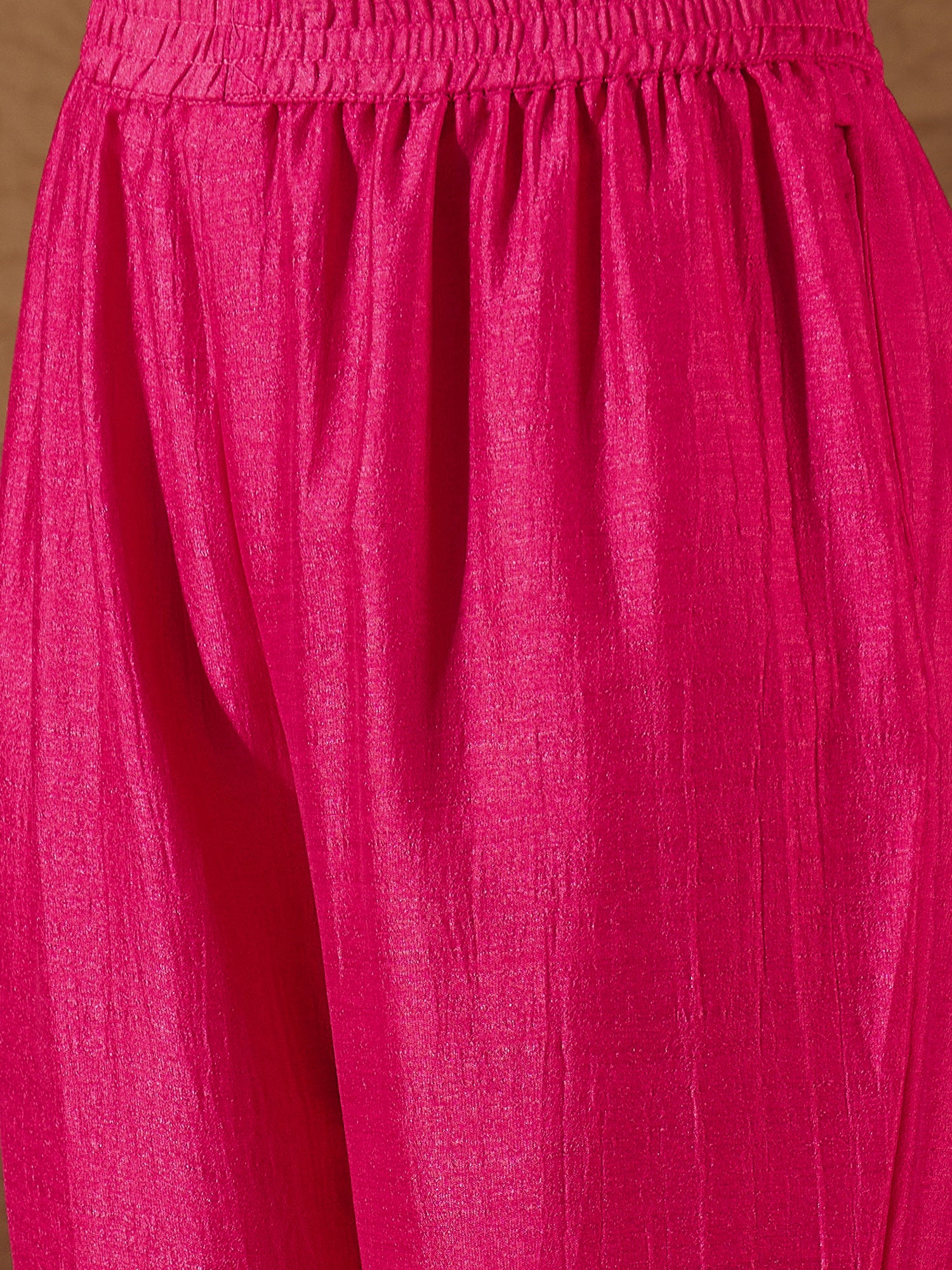 Mridaani  Pink Silk Blend Yoke Design Kurta and Trousers Pant Set