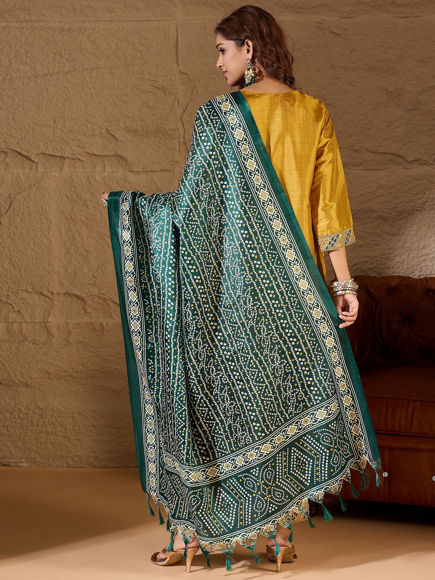 Devira Embroidered Silk Blend Calf Length Straight Kurta Trouser with Dupatta Set