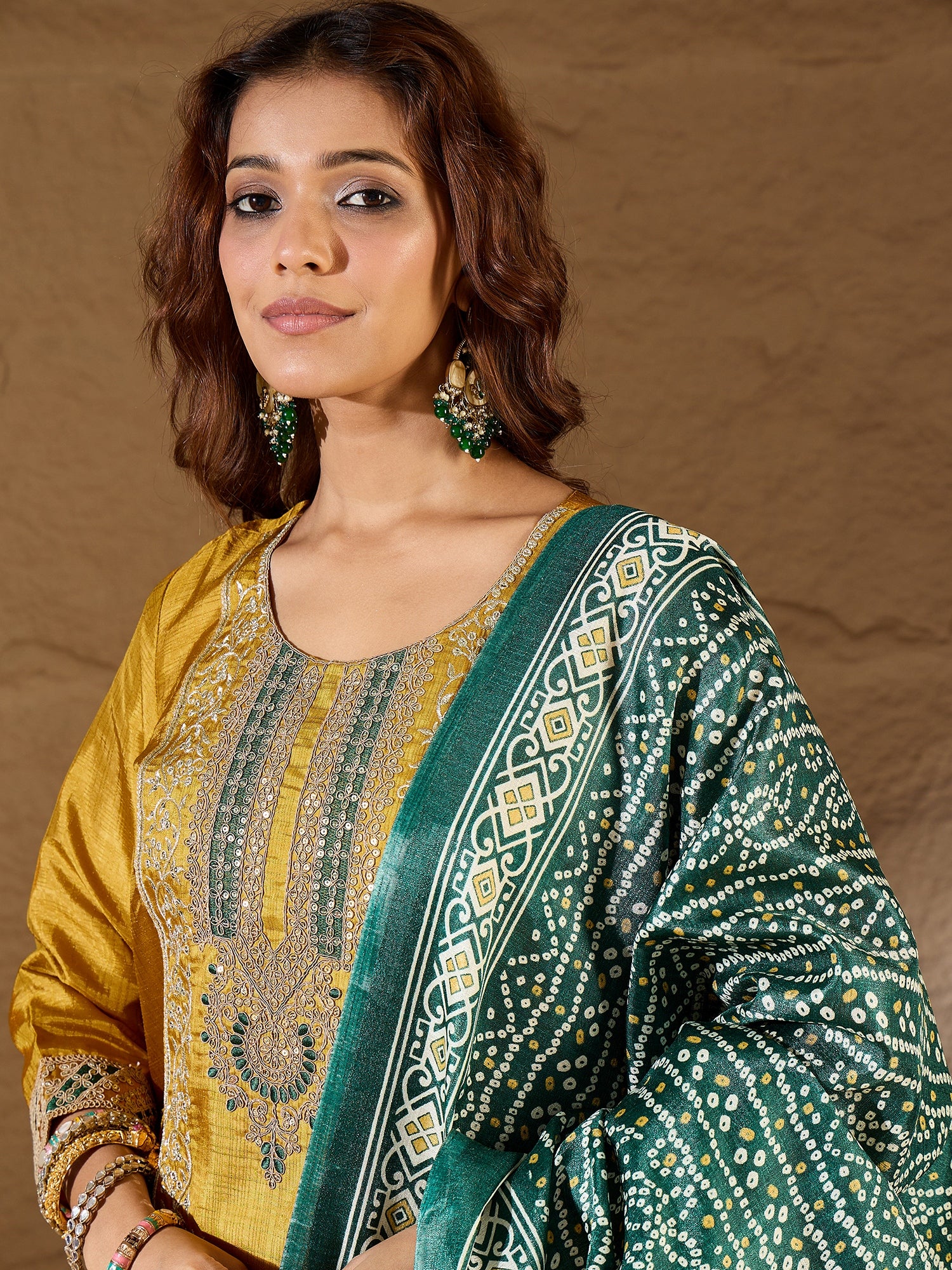 Devira Embroidered Silk Blend Calf Length Straight Kurta Trouser with Dupatta Set