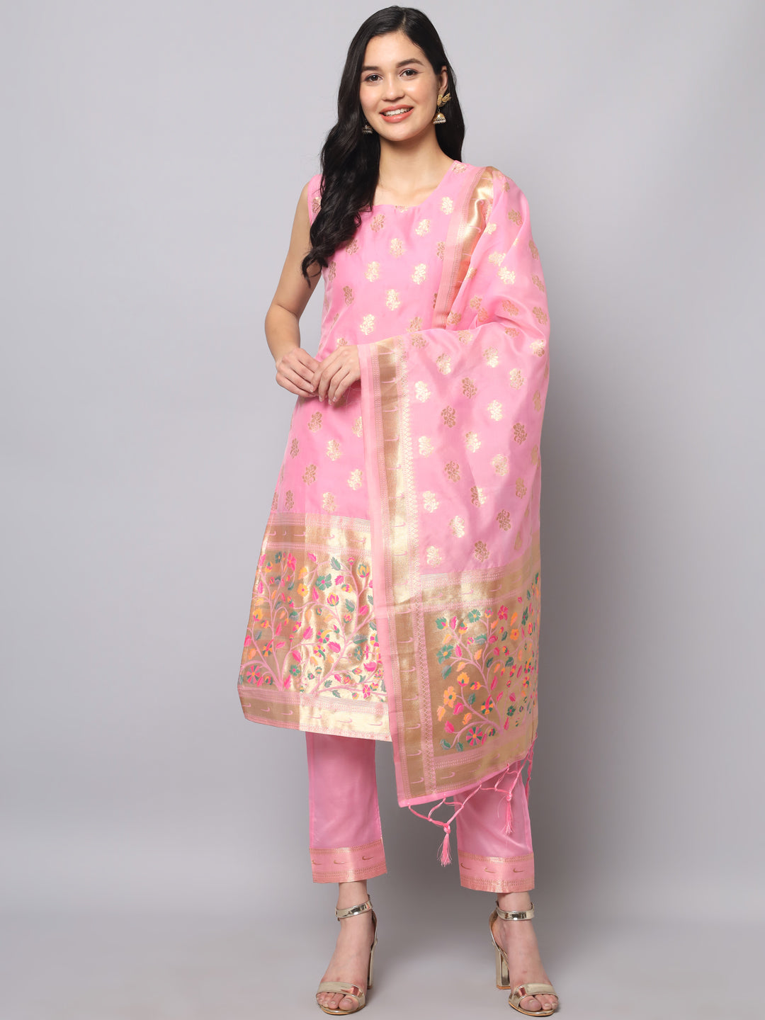 Simran Cotton Silk Jacquard Kurta Pant With Banarasi Silk dupatta