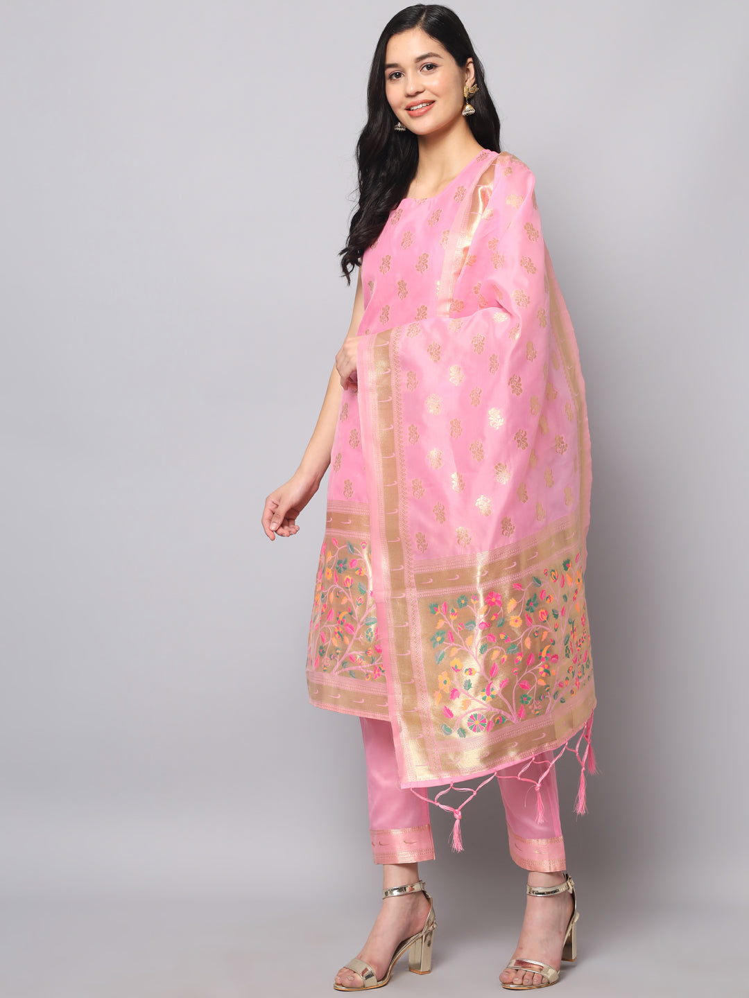 Simran Cotton Silk Jacquard Kurta Pant With Banarasi Silk dupatta