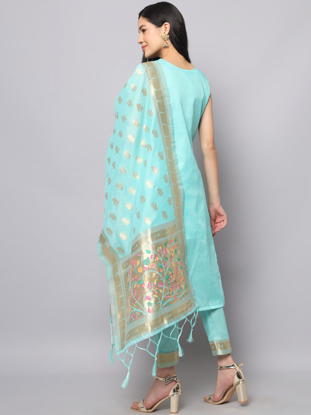 Simran Cotton Silk Jacquard Kurta Pant With Banarasi Silk dupatta