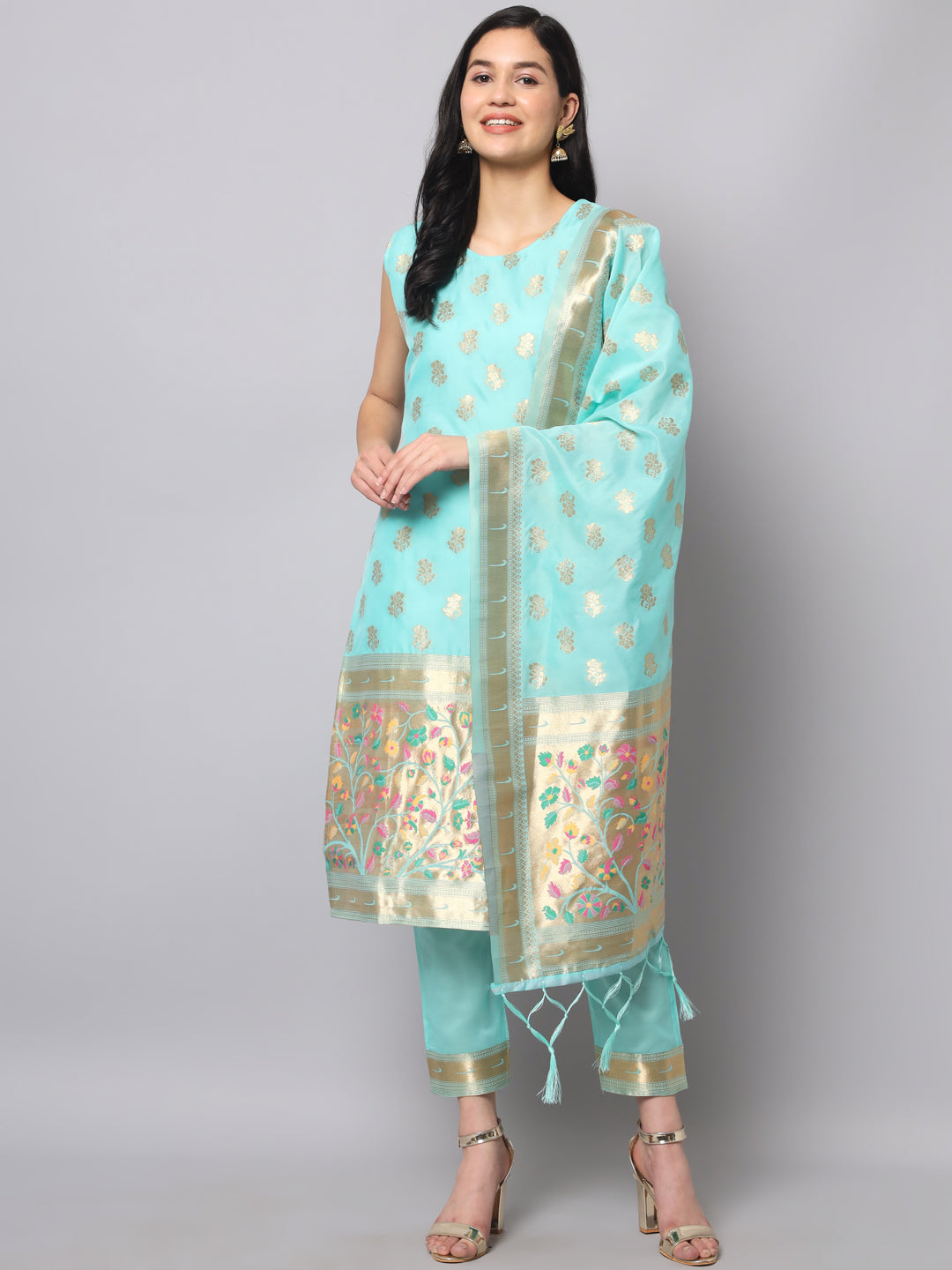 Simran Cotton Silk Jacquard Kurta Pant With Banarasi Silk dupatta