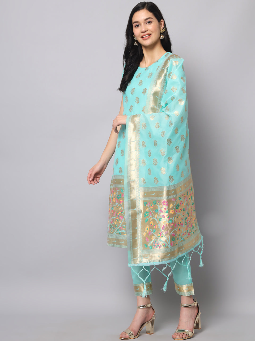 Simran Cotton Silk Jacquard Kurta Pant With Banarasi Silk dupatta