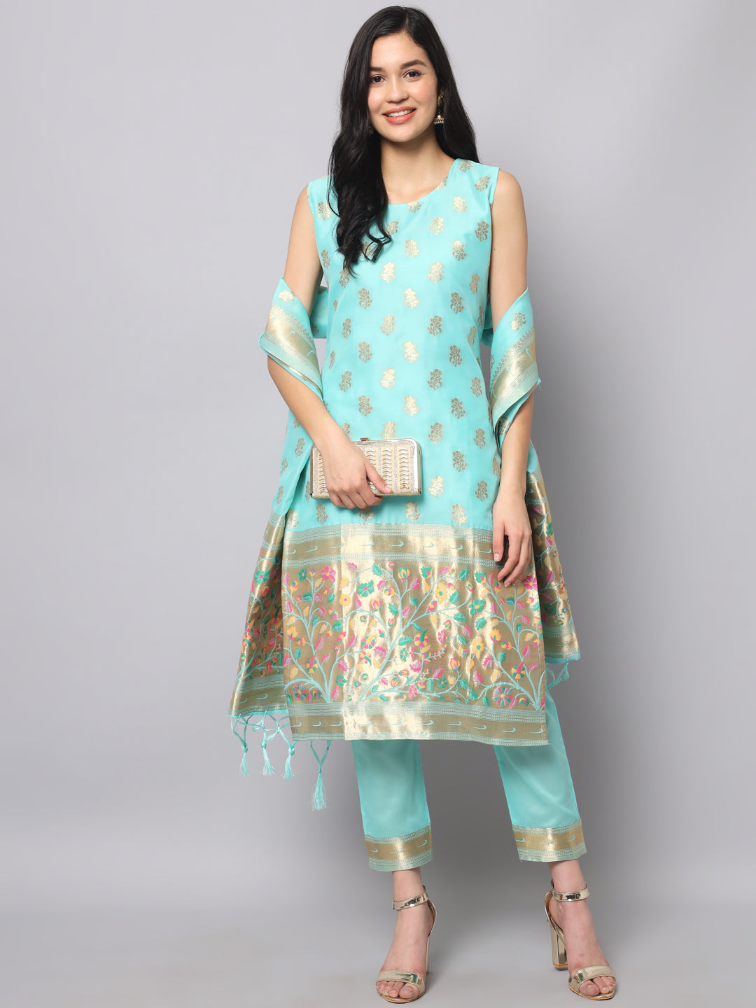 Simran Cotton Silk Jacquard Kurta Pant With Banarasi Silk dupatta