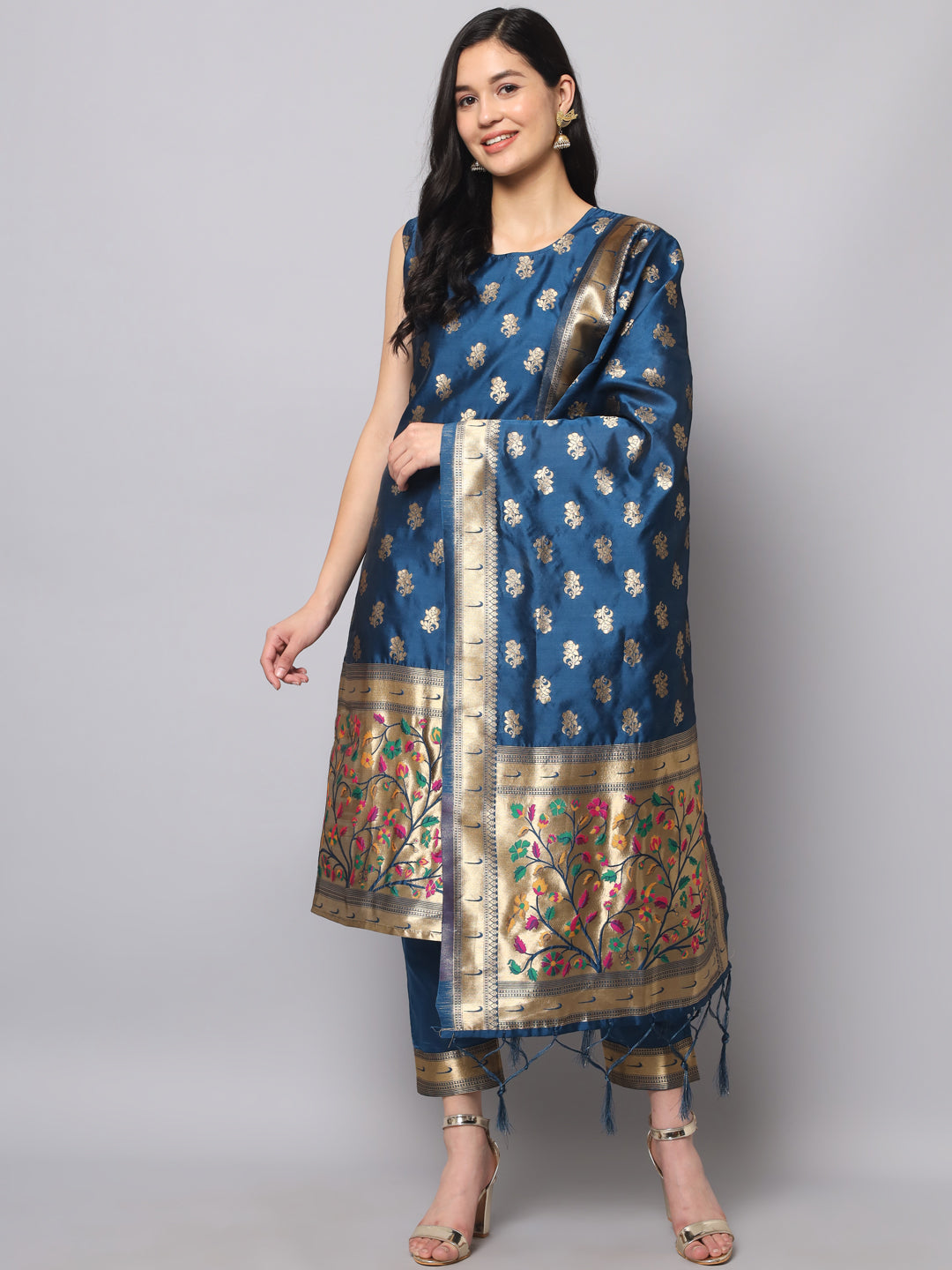 Simran Cotton Silk Jacquard Kurta Pant With Banarasi Silk dupatta
