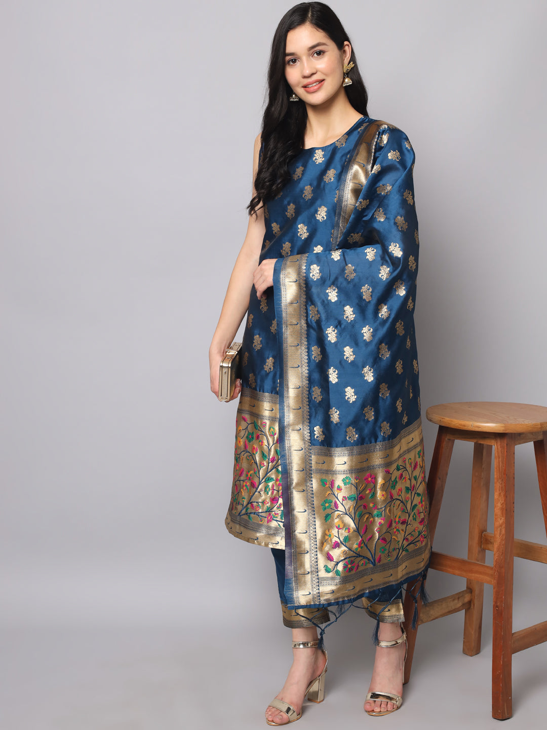 Simran Cotton Silk Jacquard Kurta Pant With Banarasi Silk dupatta