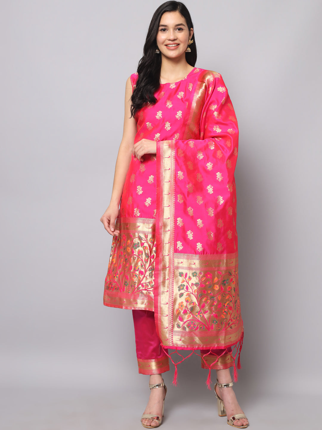 Simran Cotton Silk Jacquard Kurta Pant With Banarasi Silk dupatta