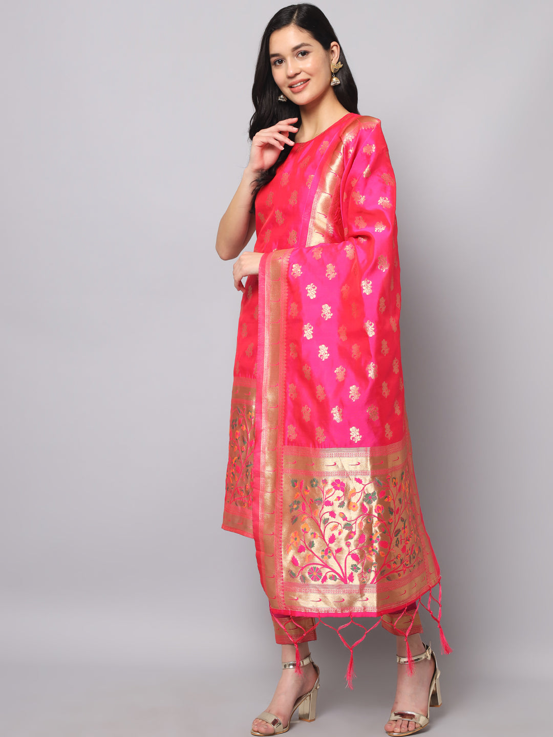 Simran Cotton Silk Jacquard Kurta Pant With Banarasi Silk dupatta