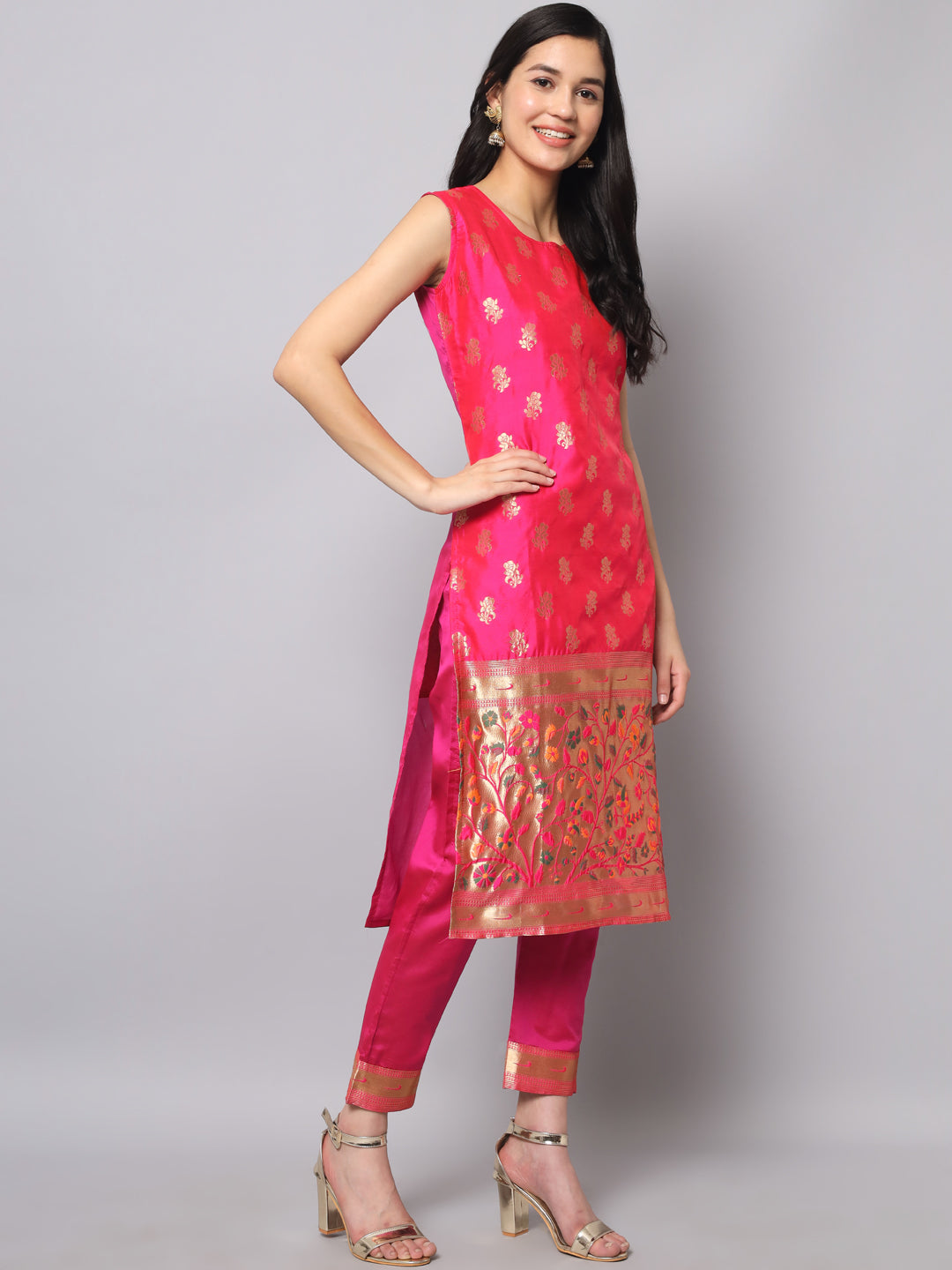 Simran Cotton Silk Jacquard Kurta Pant With Banarasi Silk dupatta