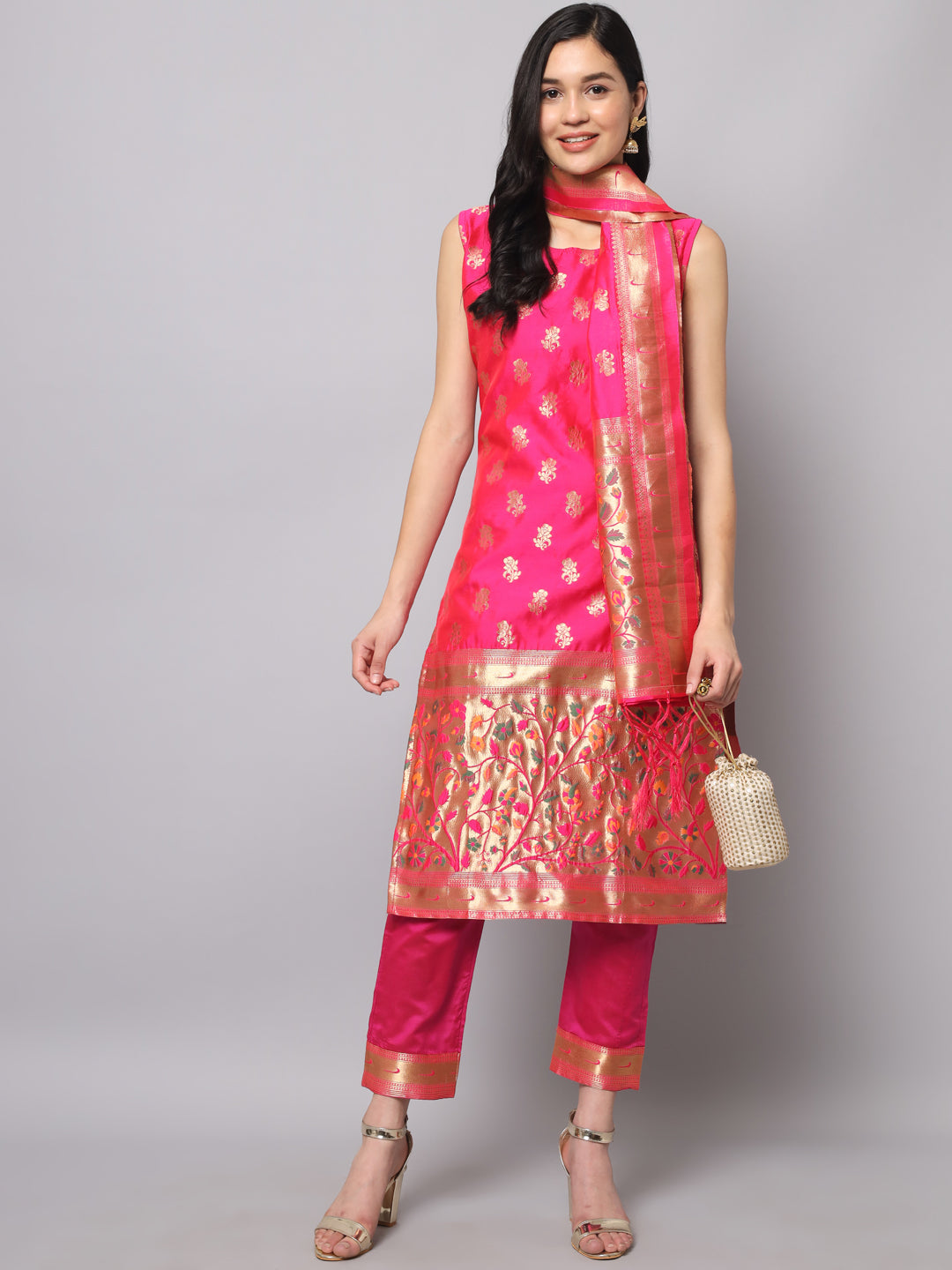 Simran Cotton Silk Jacquard Kurta Pant With Banarasi Silk dupatta