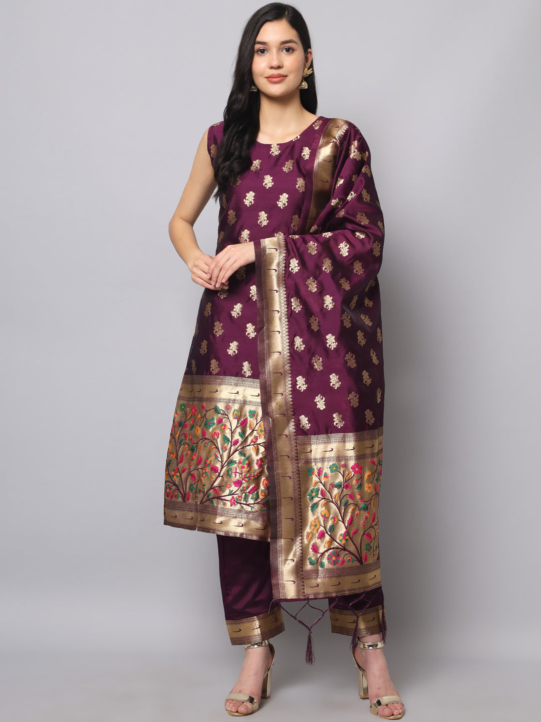 Simran Cotton Silk Jacquard Kurta Pant With Banarasi Silk dupatta