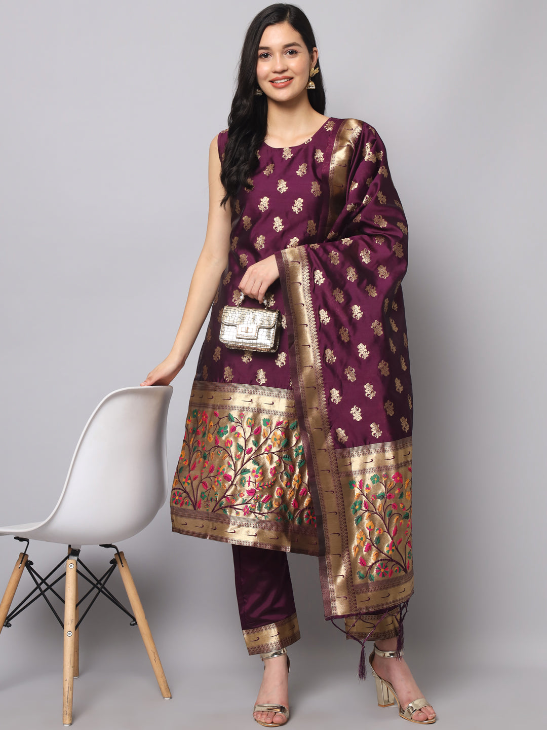 Simran Cotton Silk Jacquard Kurta Pant With Banarasi Silk dupatta
