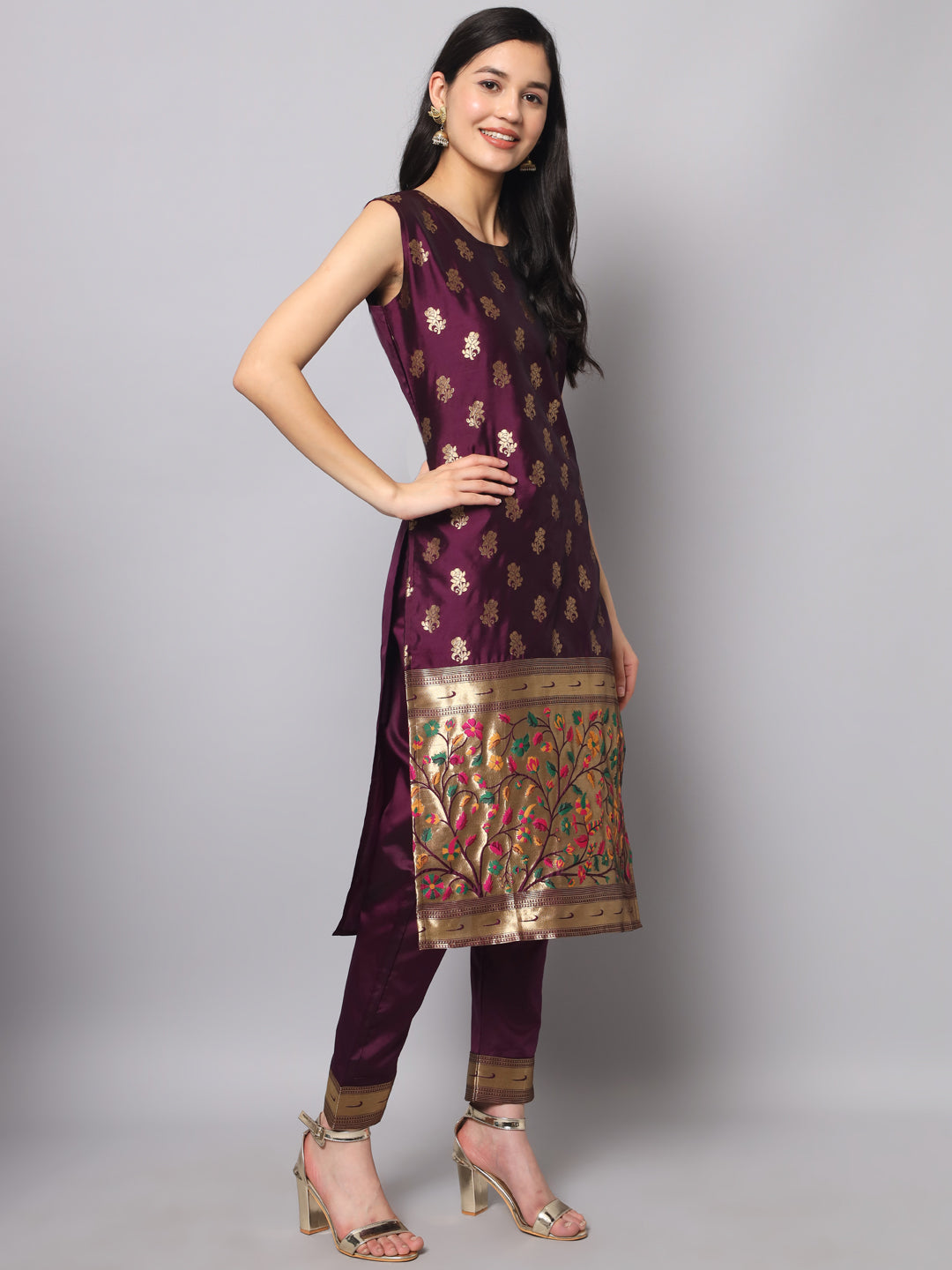 Simran Cotton Silk Jacquard Kurta Pant With Banarasi Silk dupatta