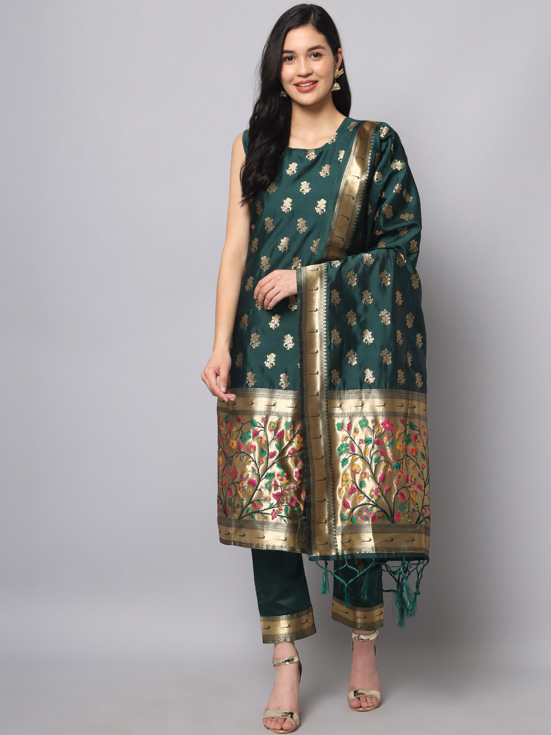 Simran Cotton Silk Jacquard Kurta Pant With Banarasi Silk dupatta