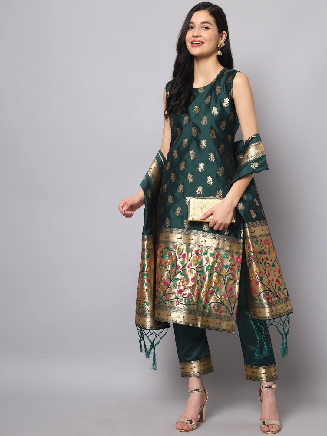 Simran Cotton Silk Jacquard Kurta Pant With Banarasi Silk dupatta