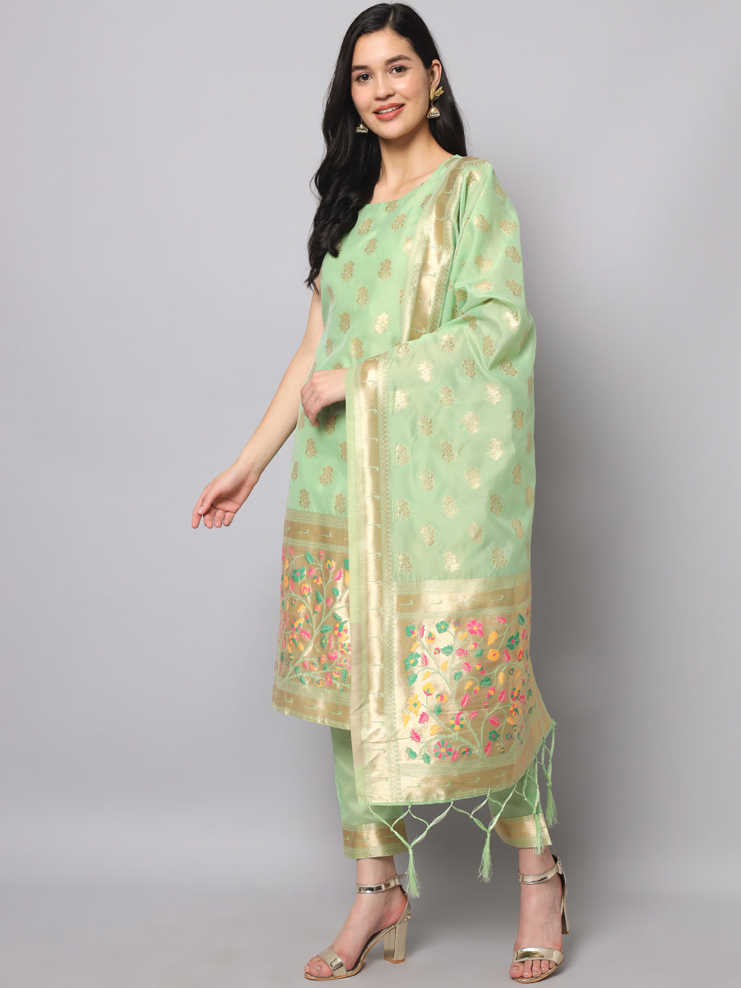 Simran Cotton Silk Jacquard Kurta Pant With Banarasi Silk dupatta