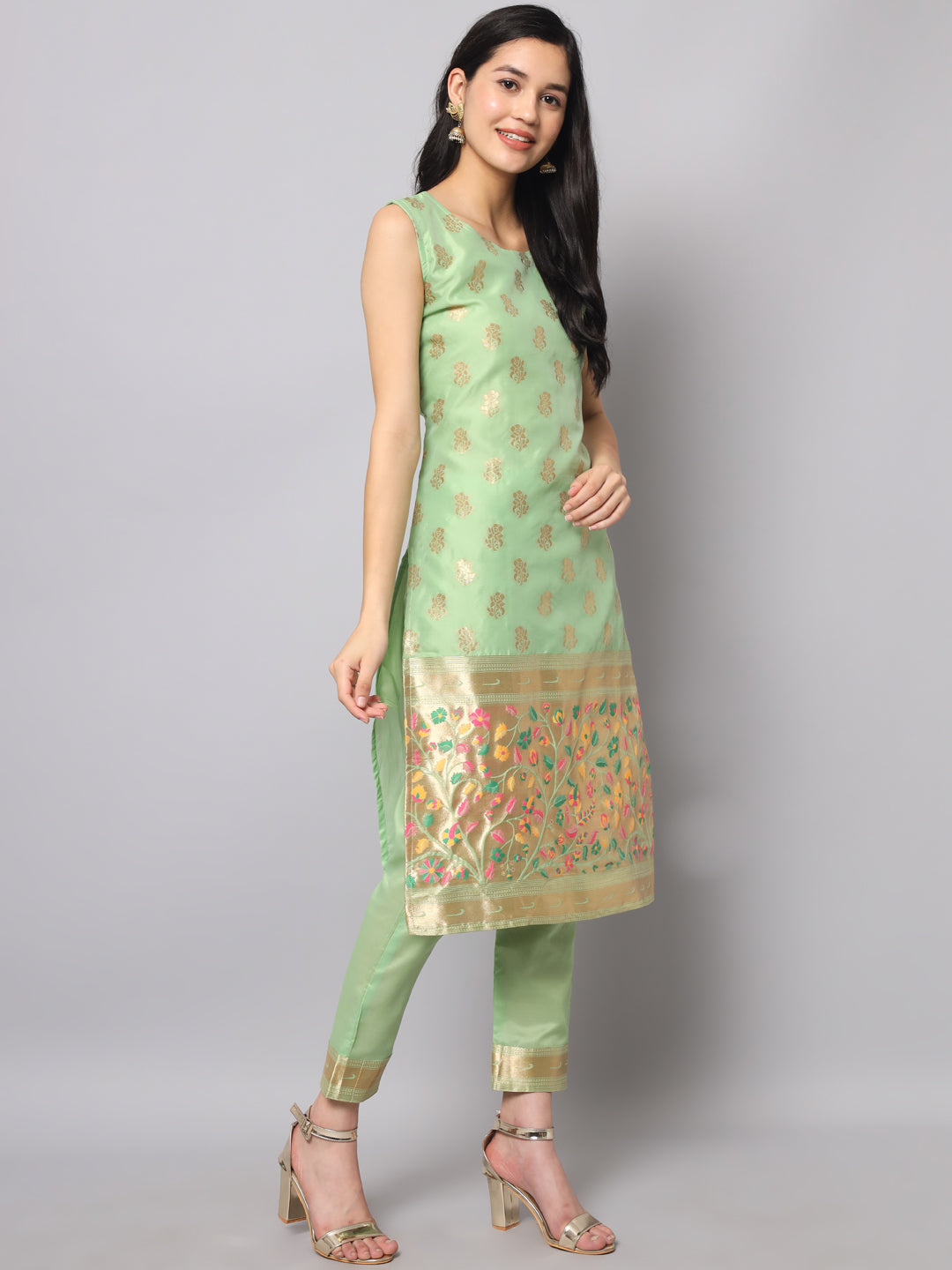 Simran Cotton Silk Jacquard Kurta Pant With Banarasi Silk dupatta