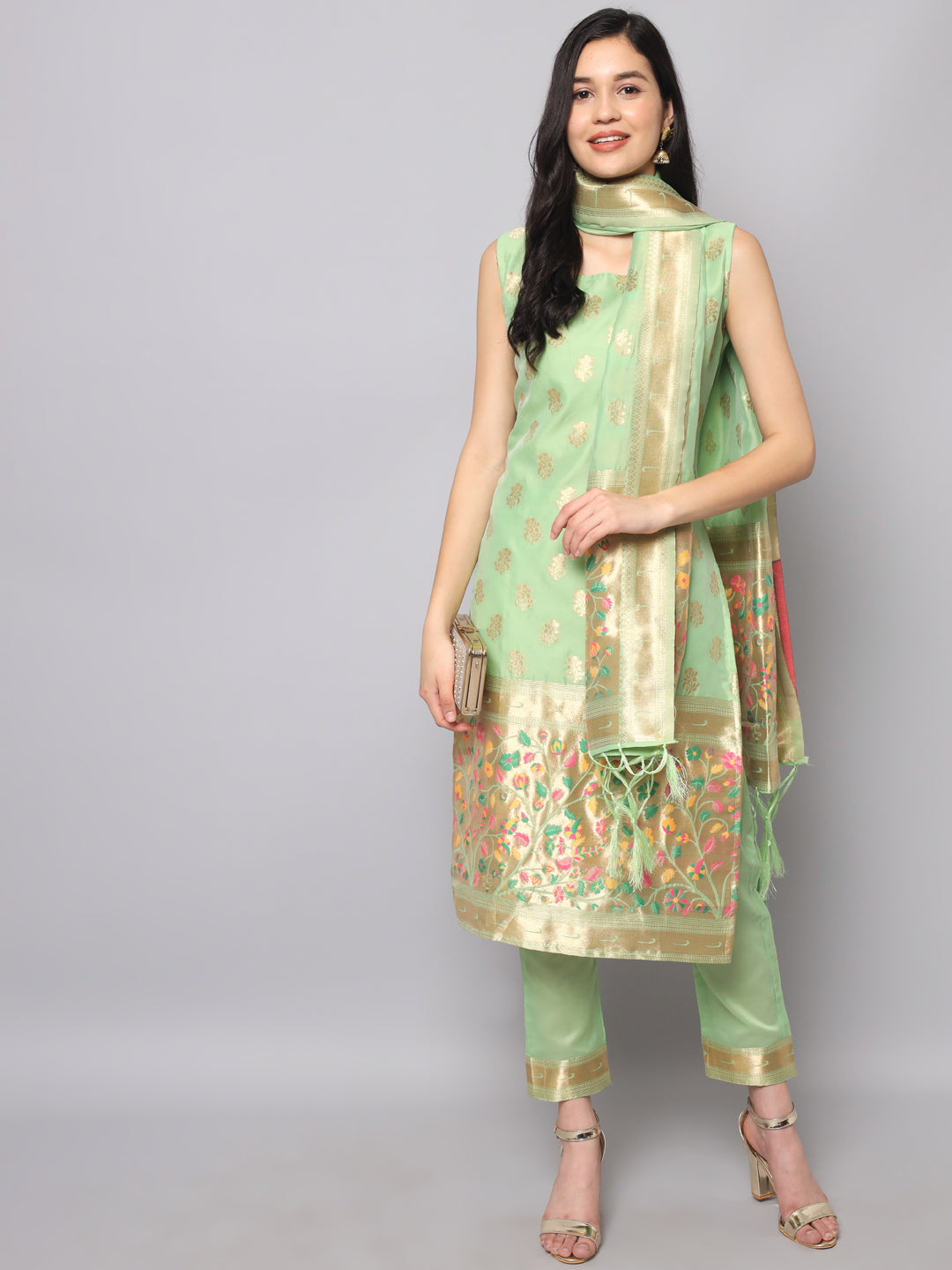 Simran Cotton Silk Jacquard Kurta Pant With Banarasi Silk dupatta