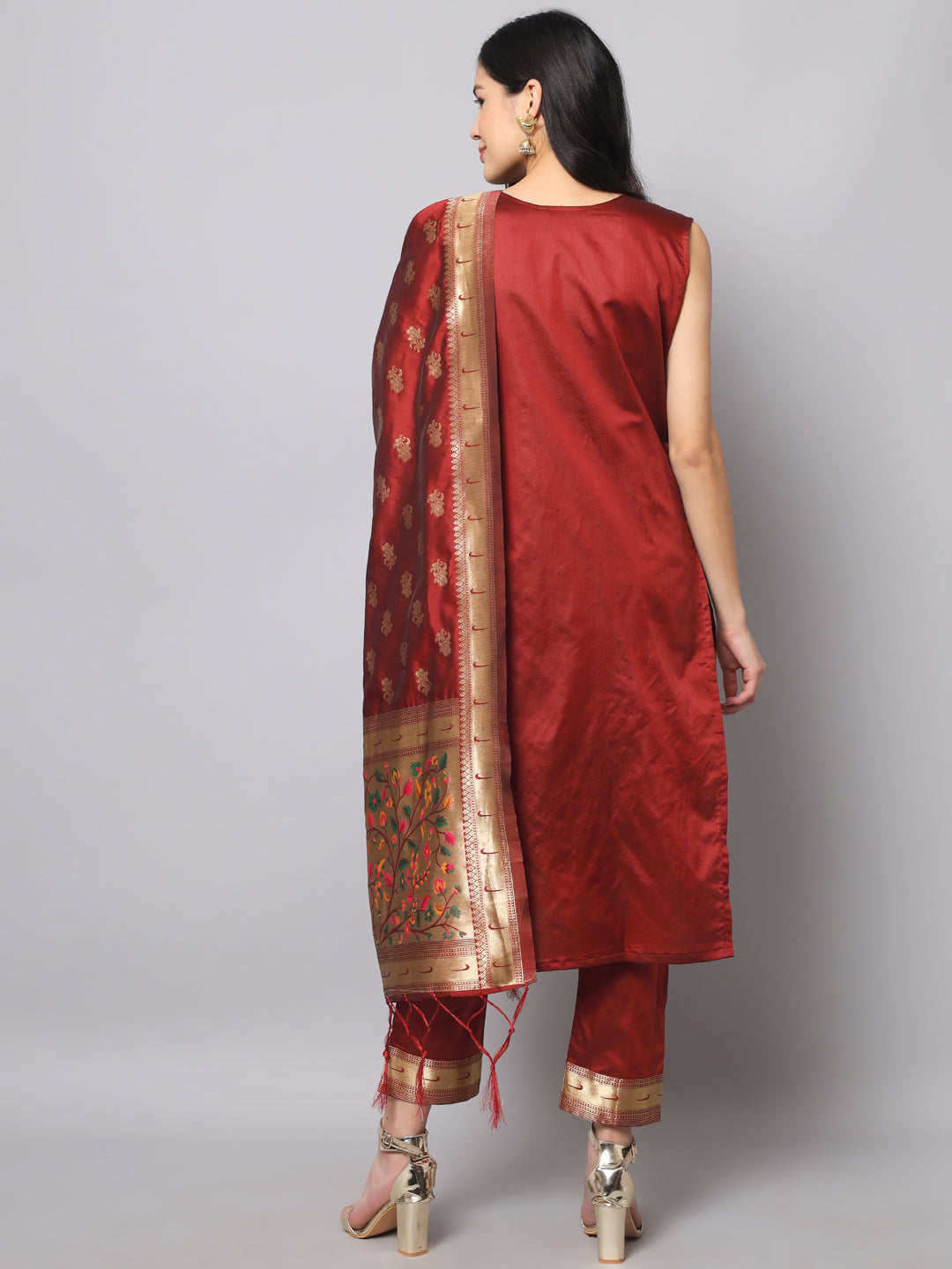 Simran Cotton Silk Jacquard Kurta Pant With Banarasi Silk dupatta