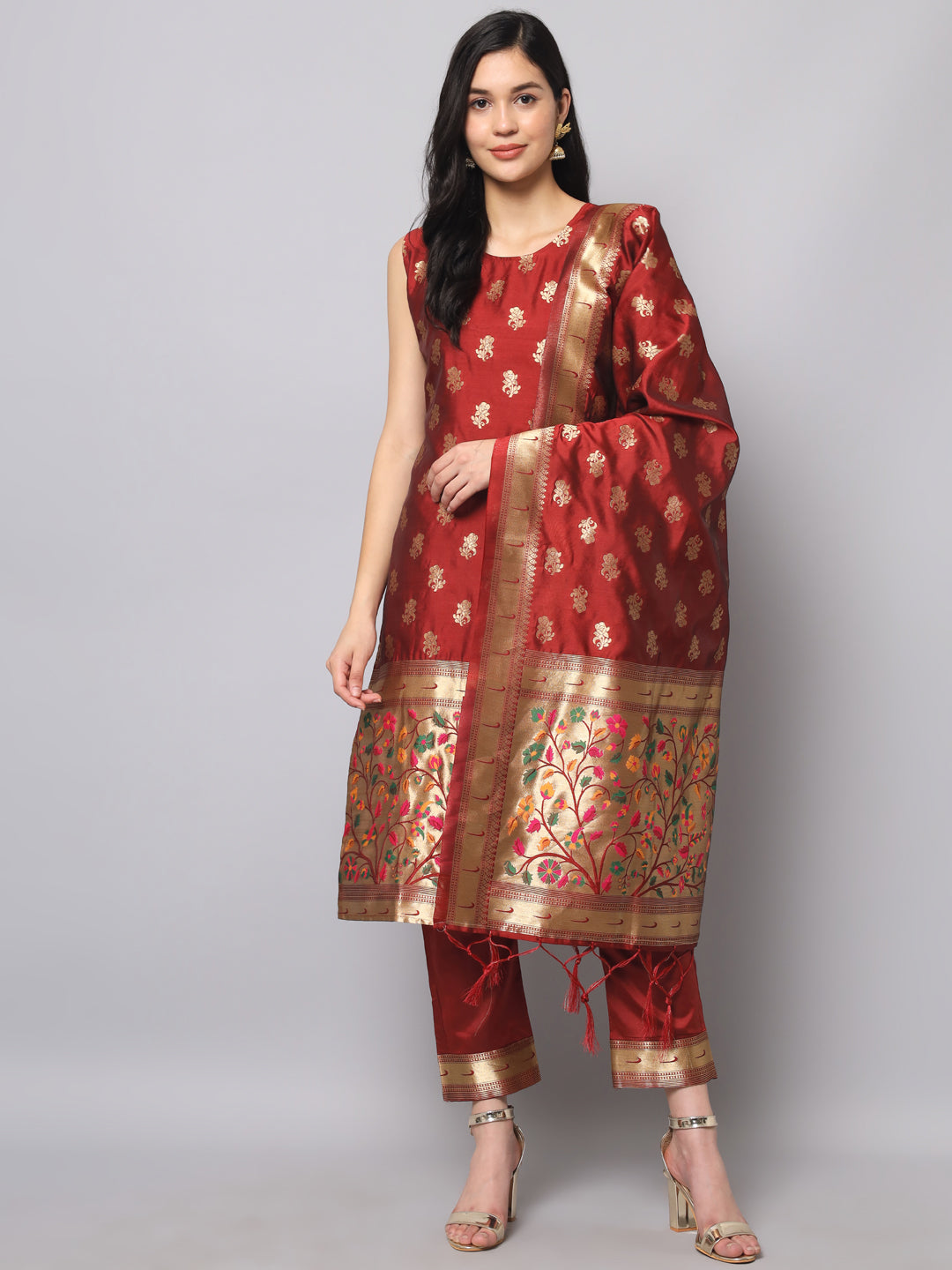 Simran Cotton Silk Jacquard Kurta Pant With Banarasi Silk dupatta