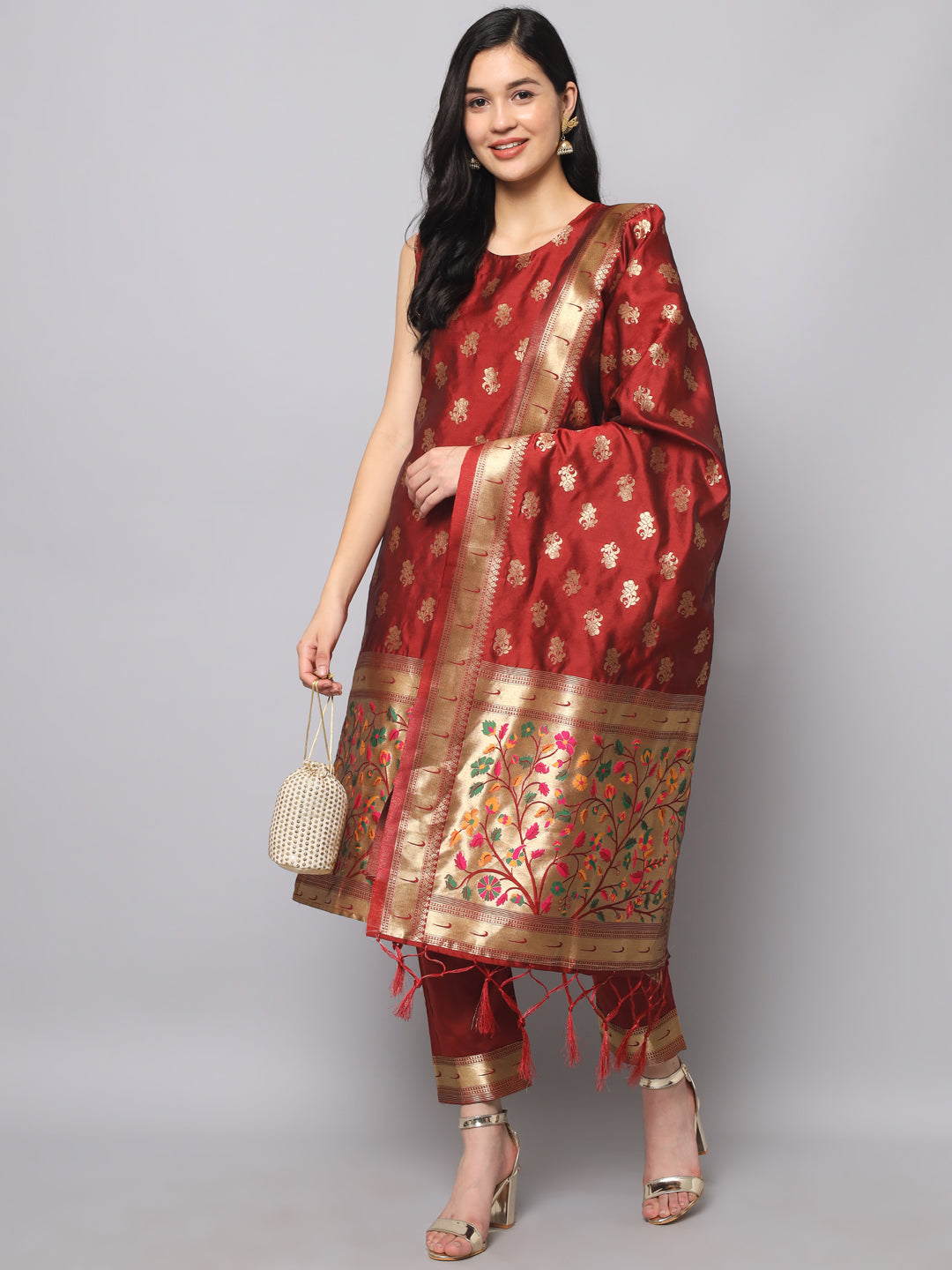 Simran Cotton Silk Jacquard Kurta Pant With Banarasi Silk dupatta
