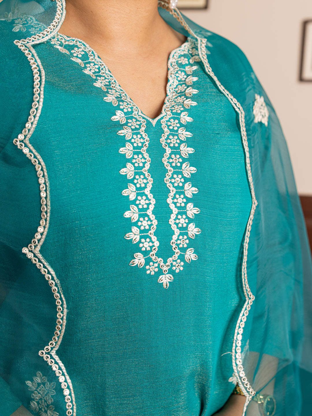 Suvdra Rama Viscose Rayon Kurta with Trousers & Dupatta Suits