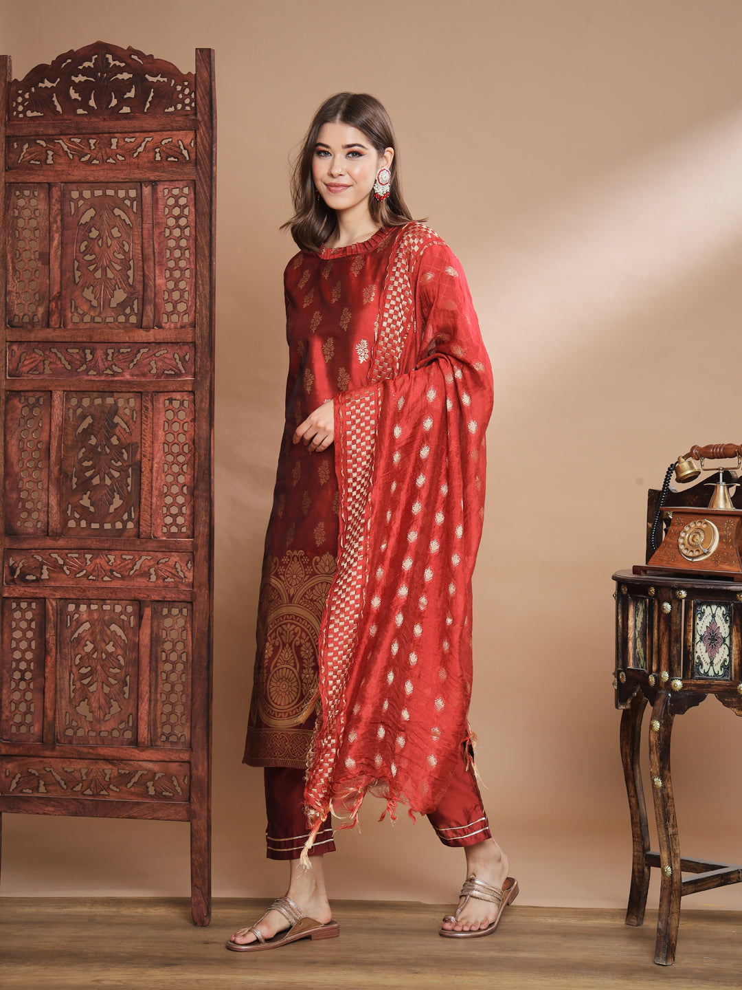 Chandrika Cotton Silk Jacquard Kurta Pant With Banarasi Silk dupatta