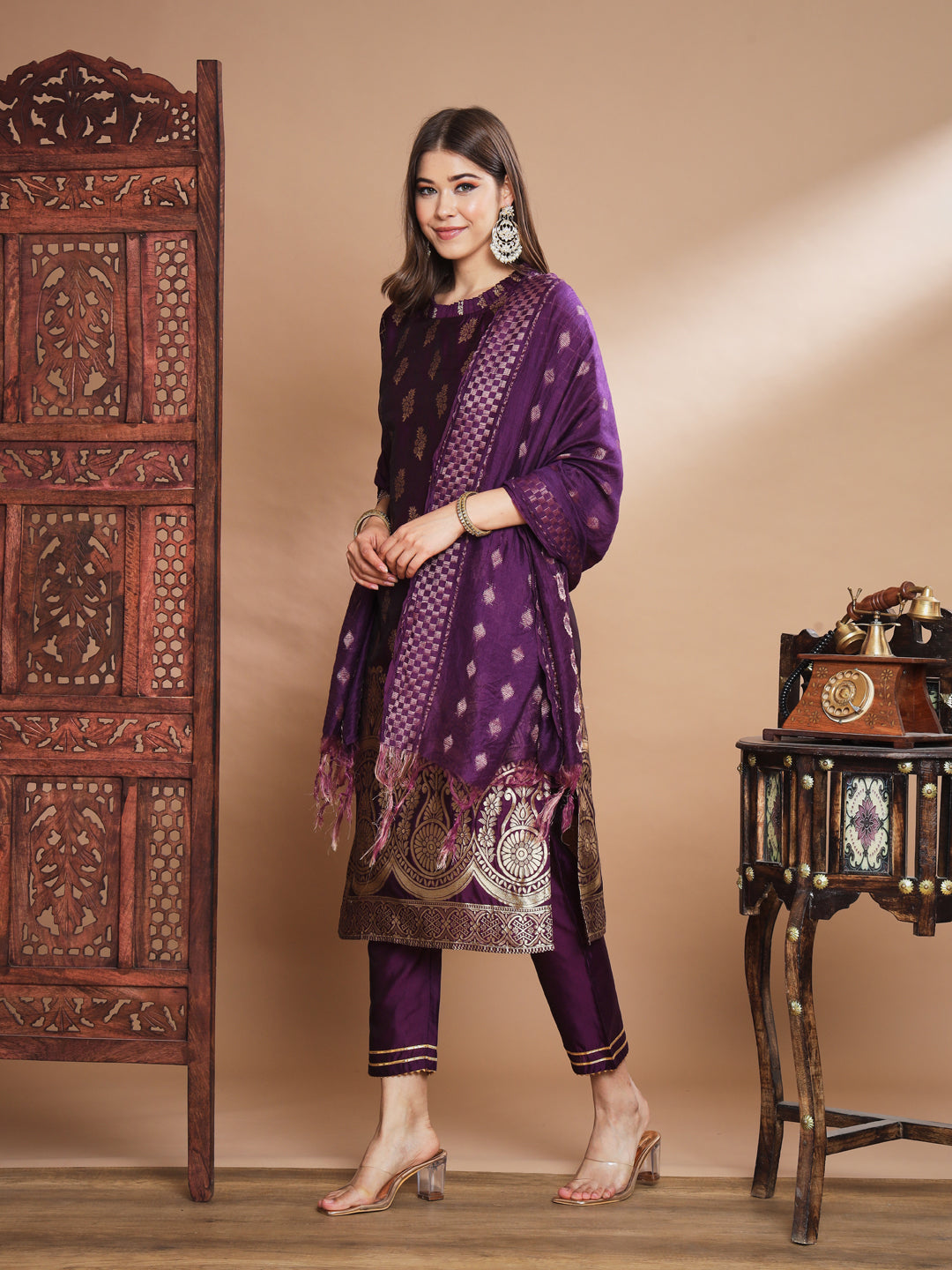 Chandrika Cotton Silk Jacquard Kurta Pant With Banarasi Silk dupatta