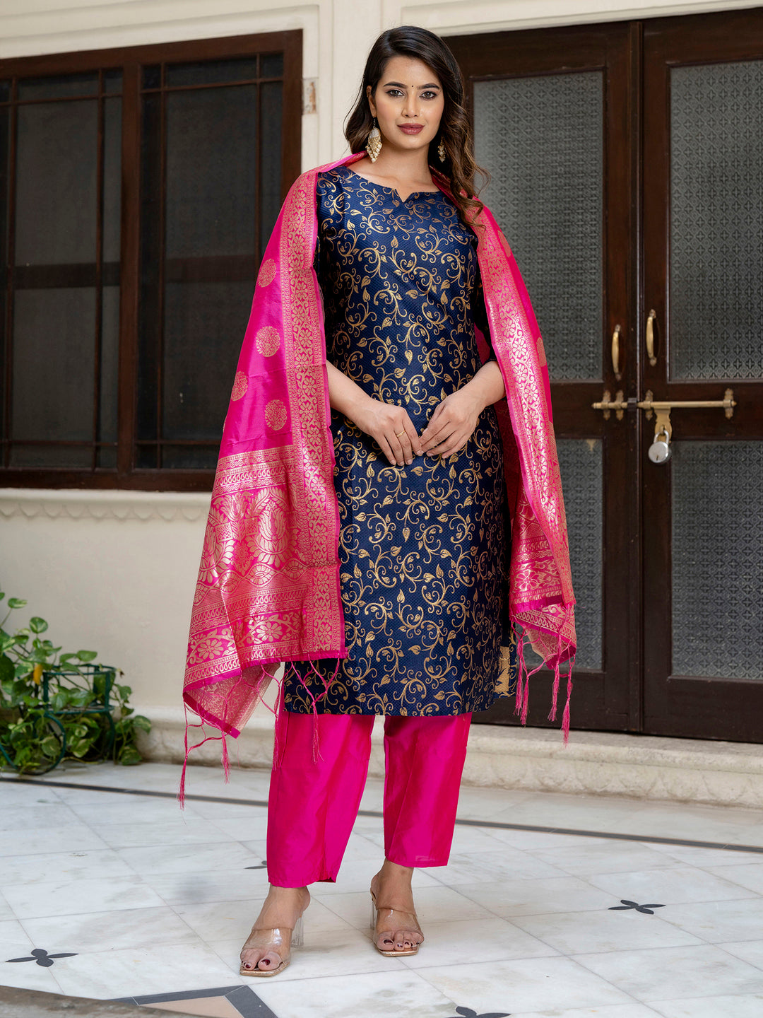 Falak Cotton Silk Jacquard Kurta Pant & Banarasi Dupatta Set β Elegant Party Wear Outfit