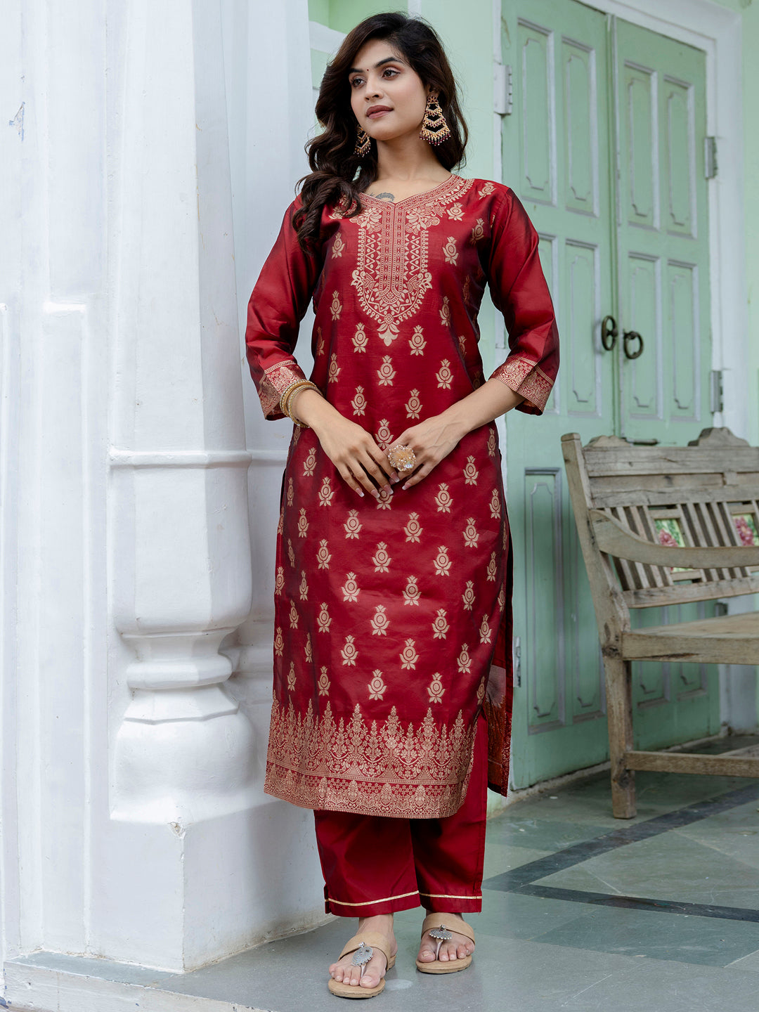 Hemavati Cotton Silk Jacquard Kurta Pant with Banarasi Dupatta – Stylish Party Wear Ethnic Ensemble for Women